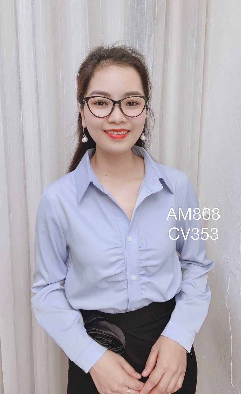 AM808 áo thô cổ đức nhúm ngực
