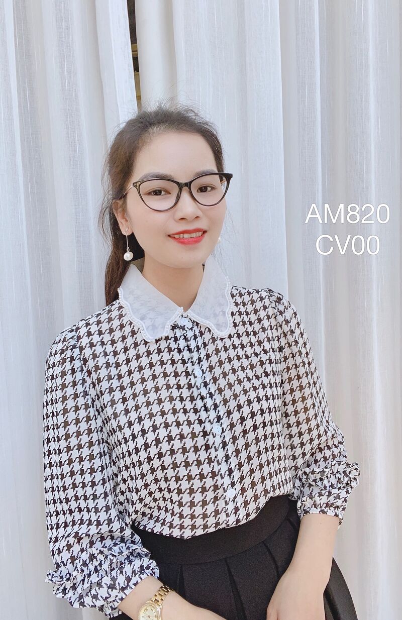 AM820 áo sơ mi voan cổ trắng ngọc
