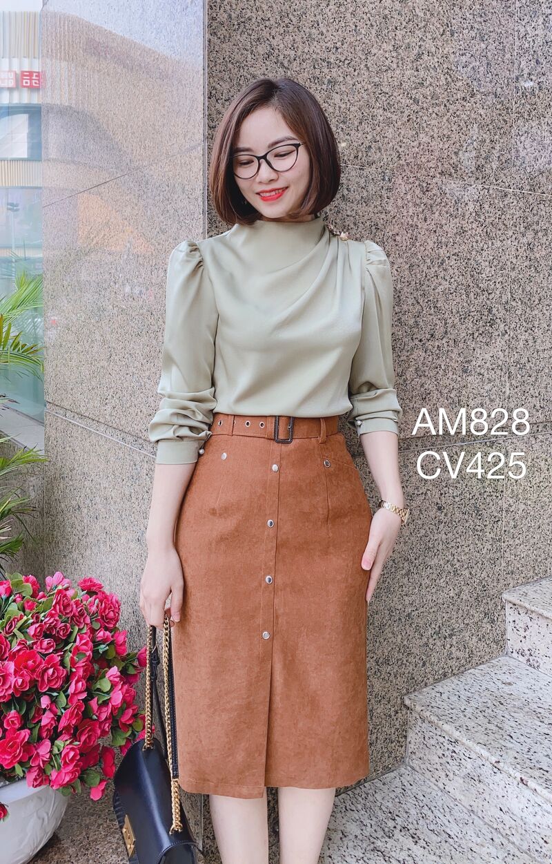CV425 cv dạ QC cúc bạc nhỏ