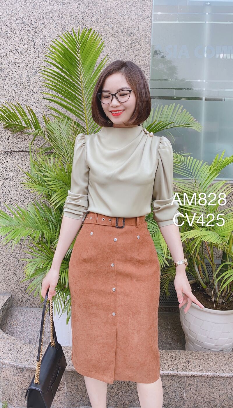 CV425 cv dạ QC cúc bạc nhỏ