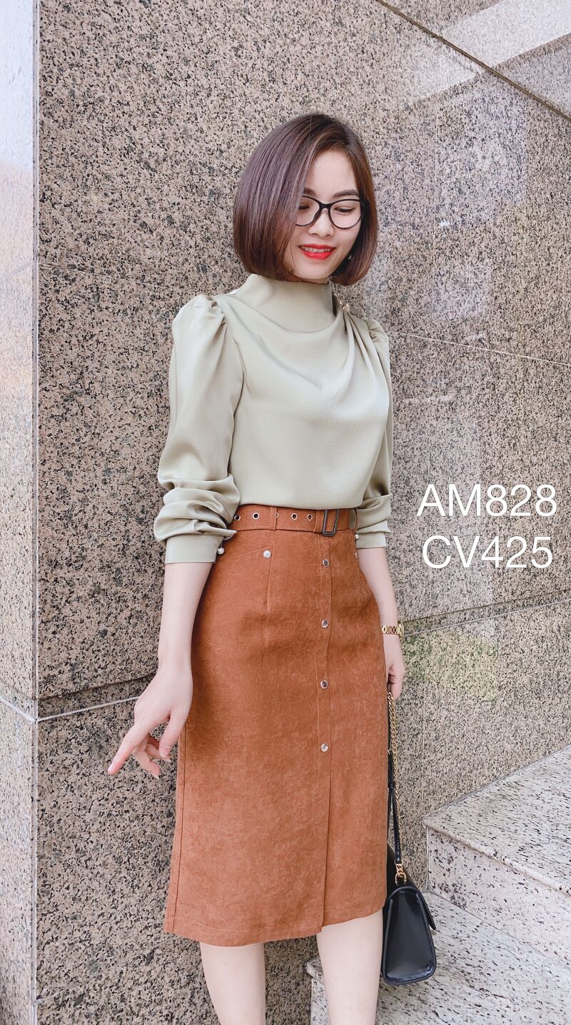 CV425 cv dạ QC cúc bạc nhỏ
