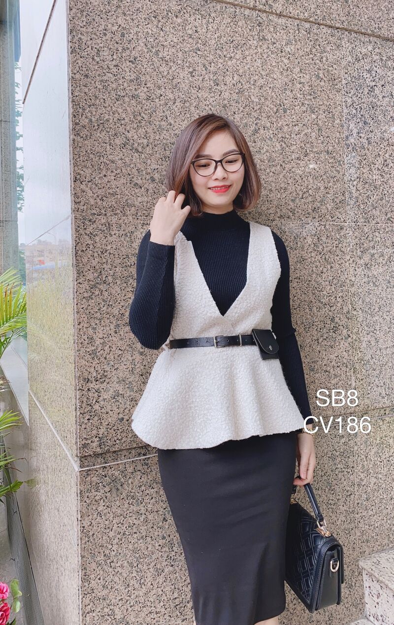 SB8 sét áo peplum lông cừu