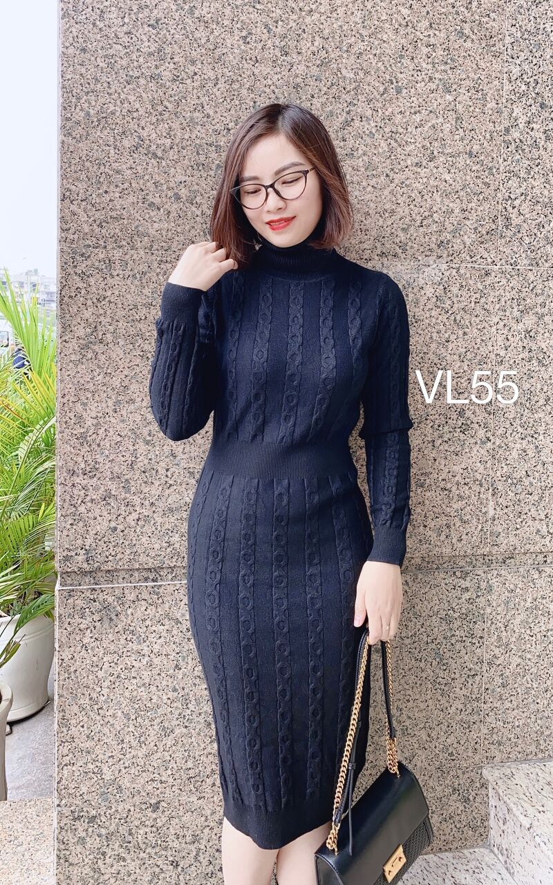 VL55 váy len vặn thừng chun eo