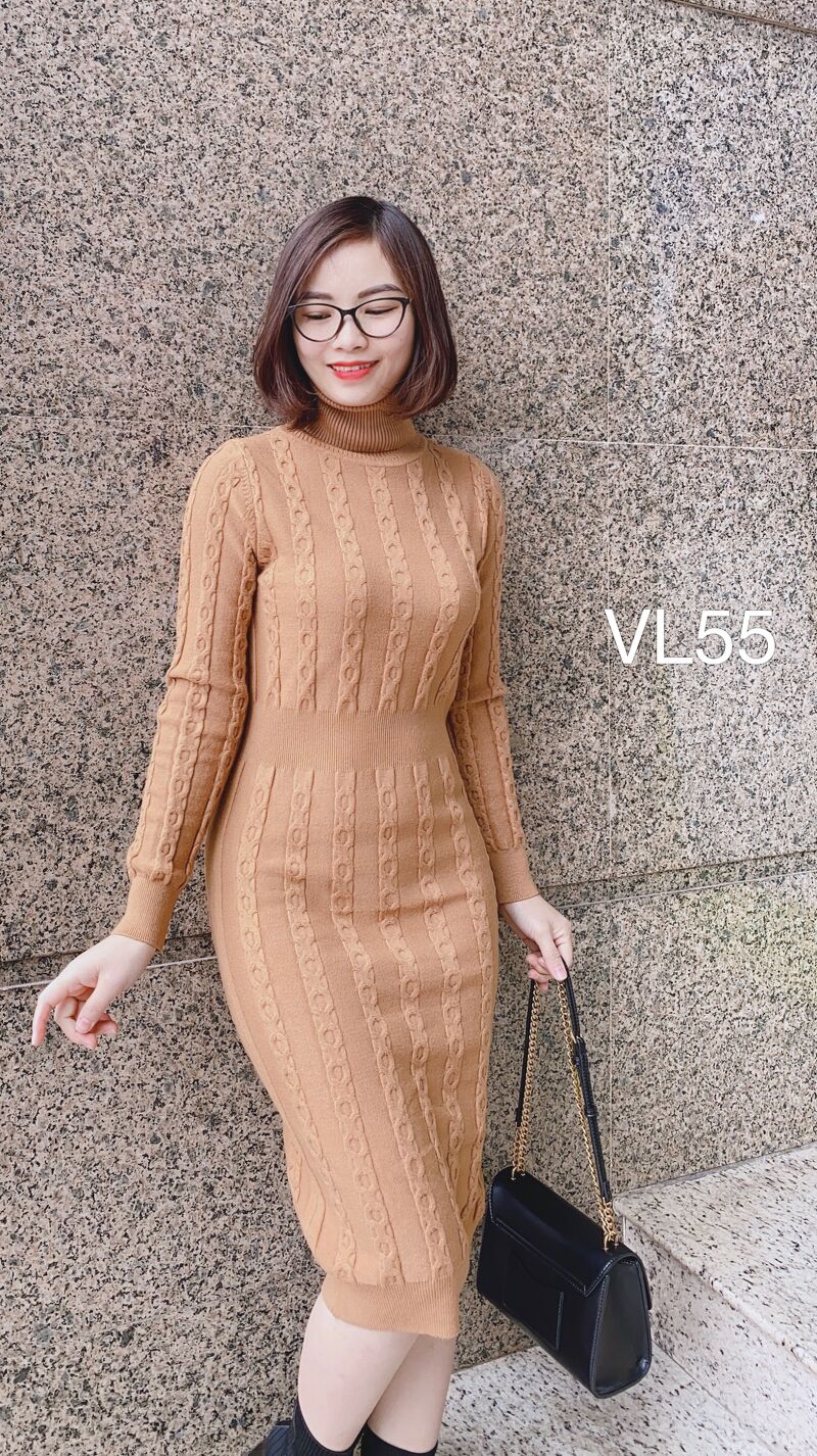 VL55 váy len vặn thừng chun eo