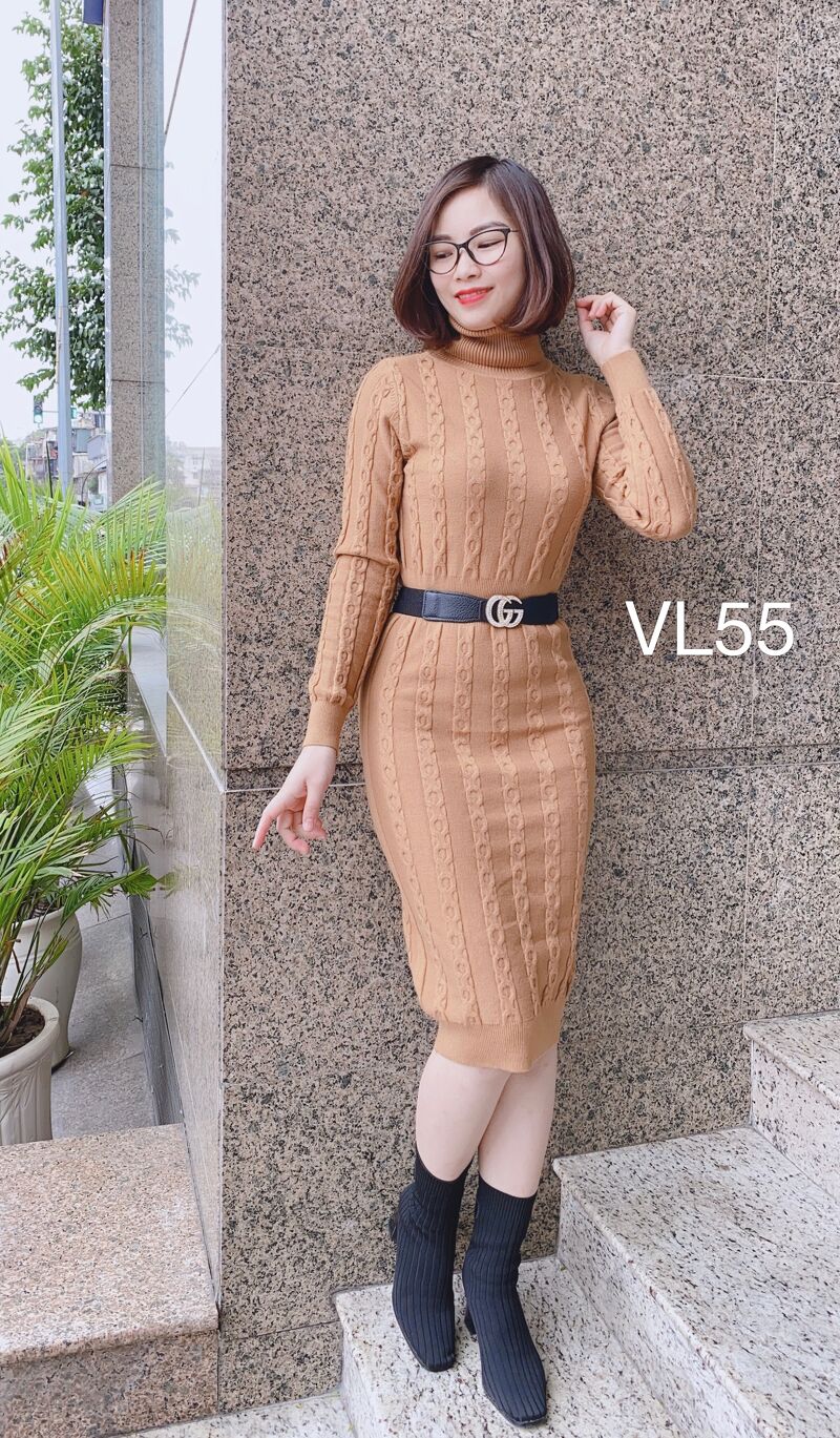 VL55 váy len vặn thừng chun eo