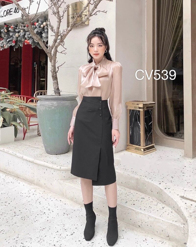 CV539 CV ba cúc lệch 2 vạt