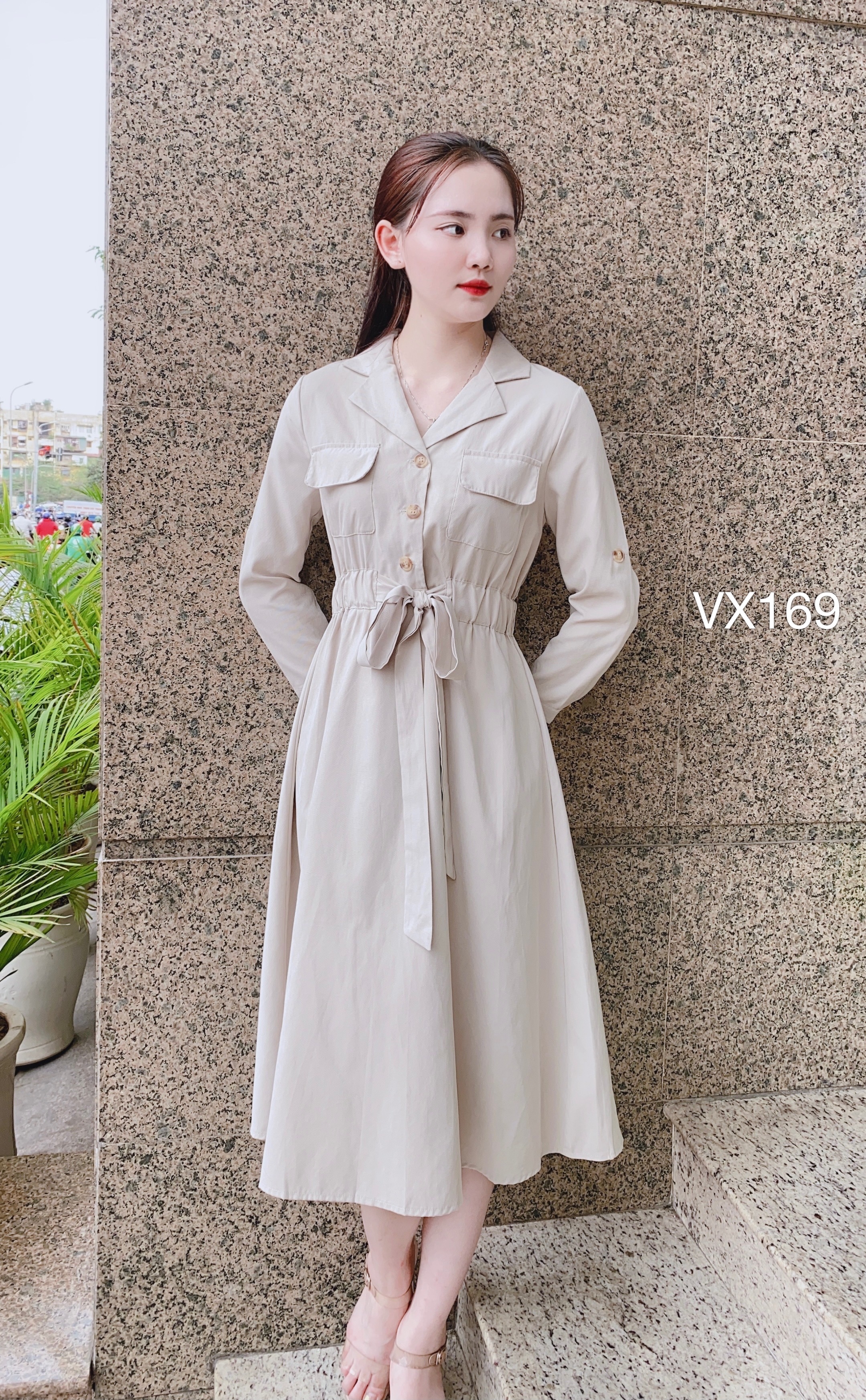 VX169 váy đũi cổ vest