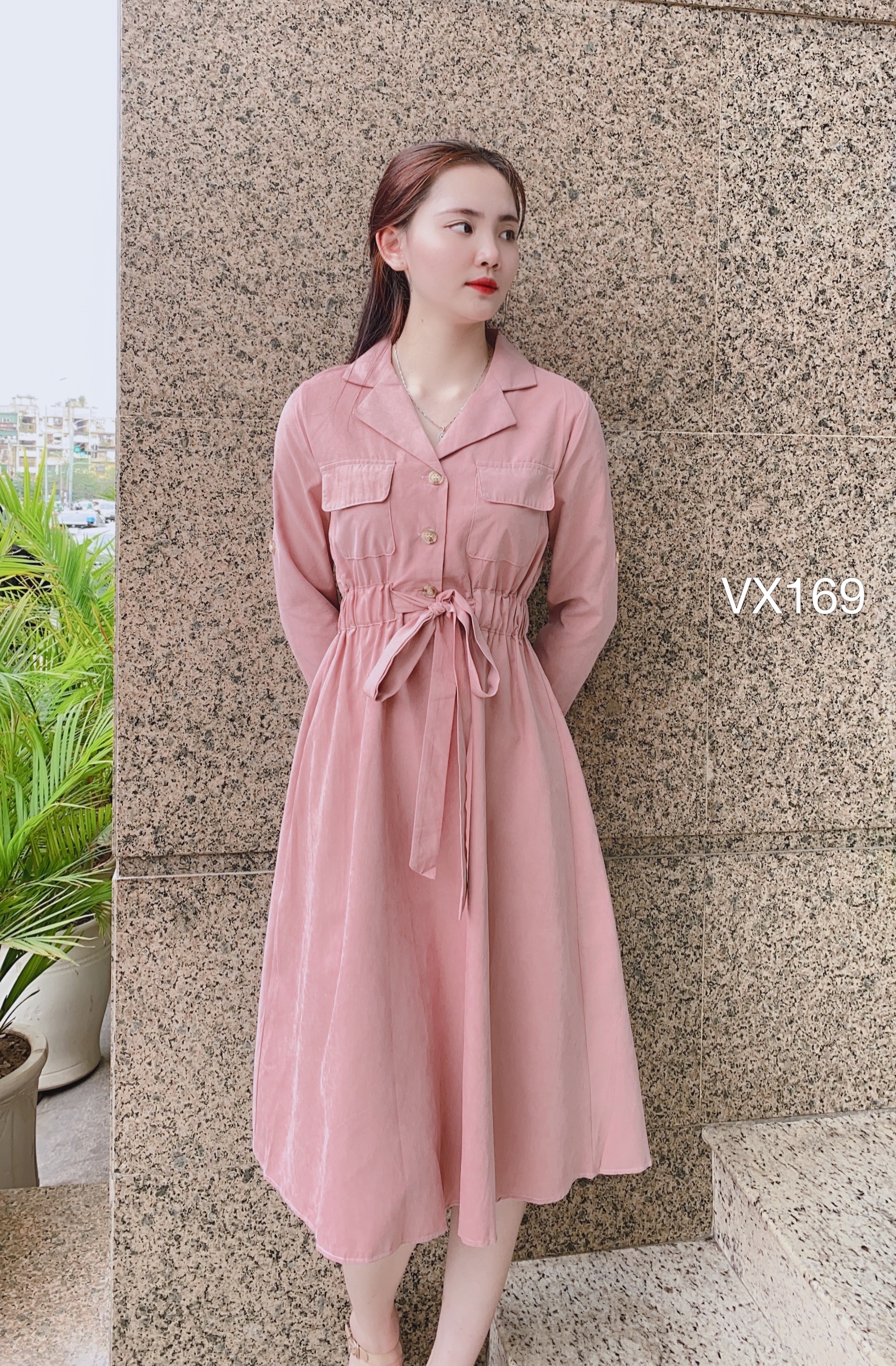 VX169 váy đũi cổ vest