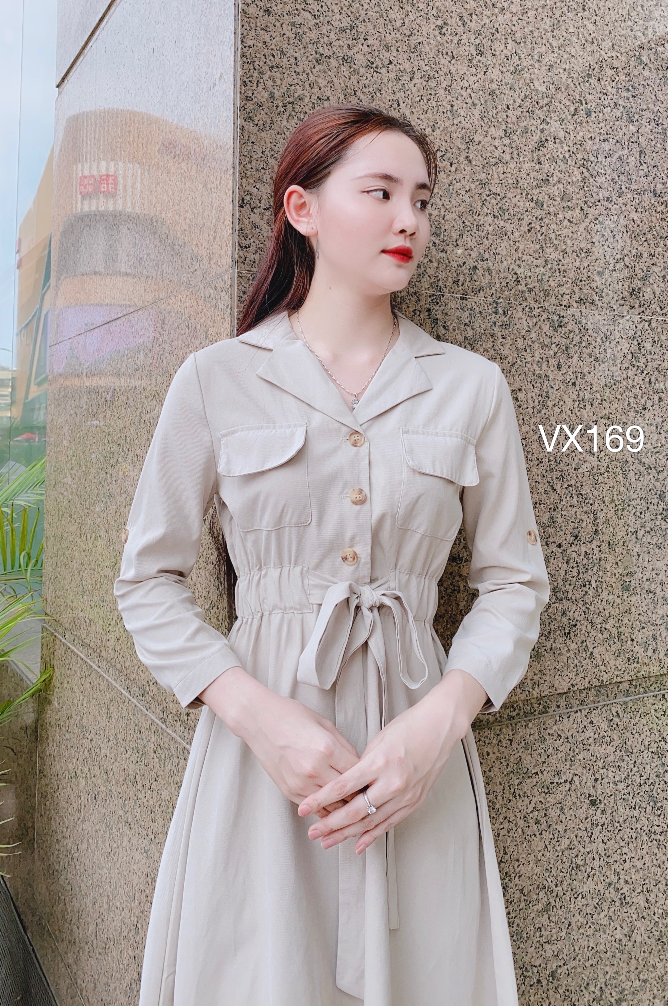 VX169 váy đũi cổ vest