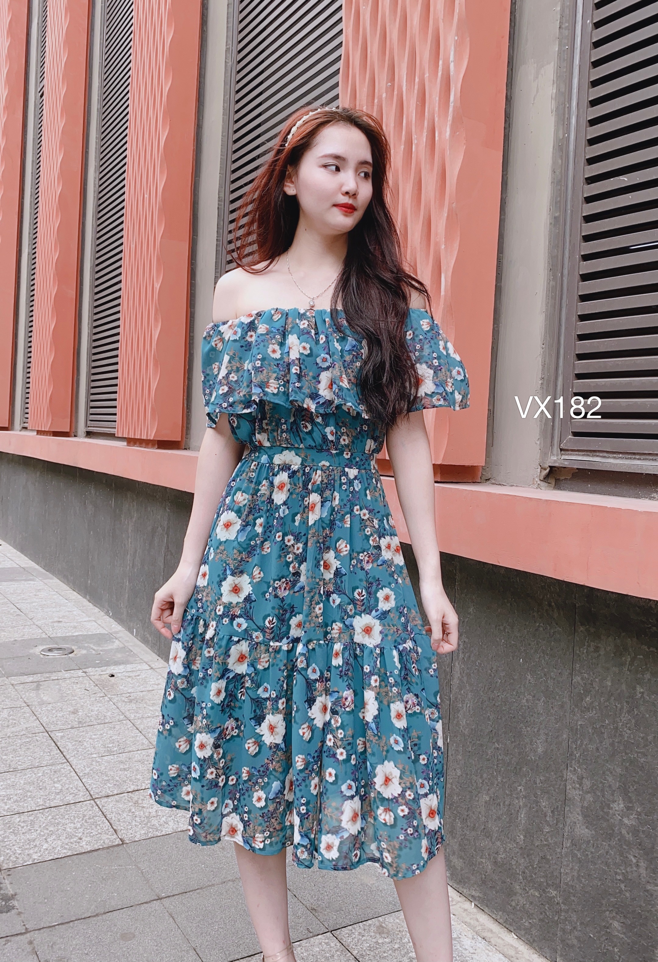 váy hoa nhí trễ vai tiểu thư - ảnh thật - Đầm dáng xòe | ThờiTrangNữ.vn