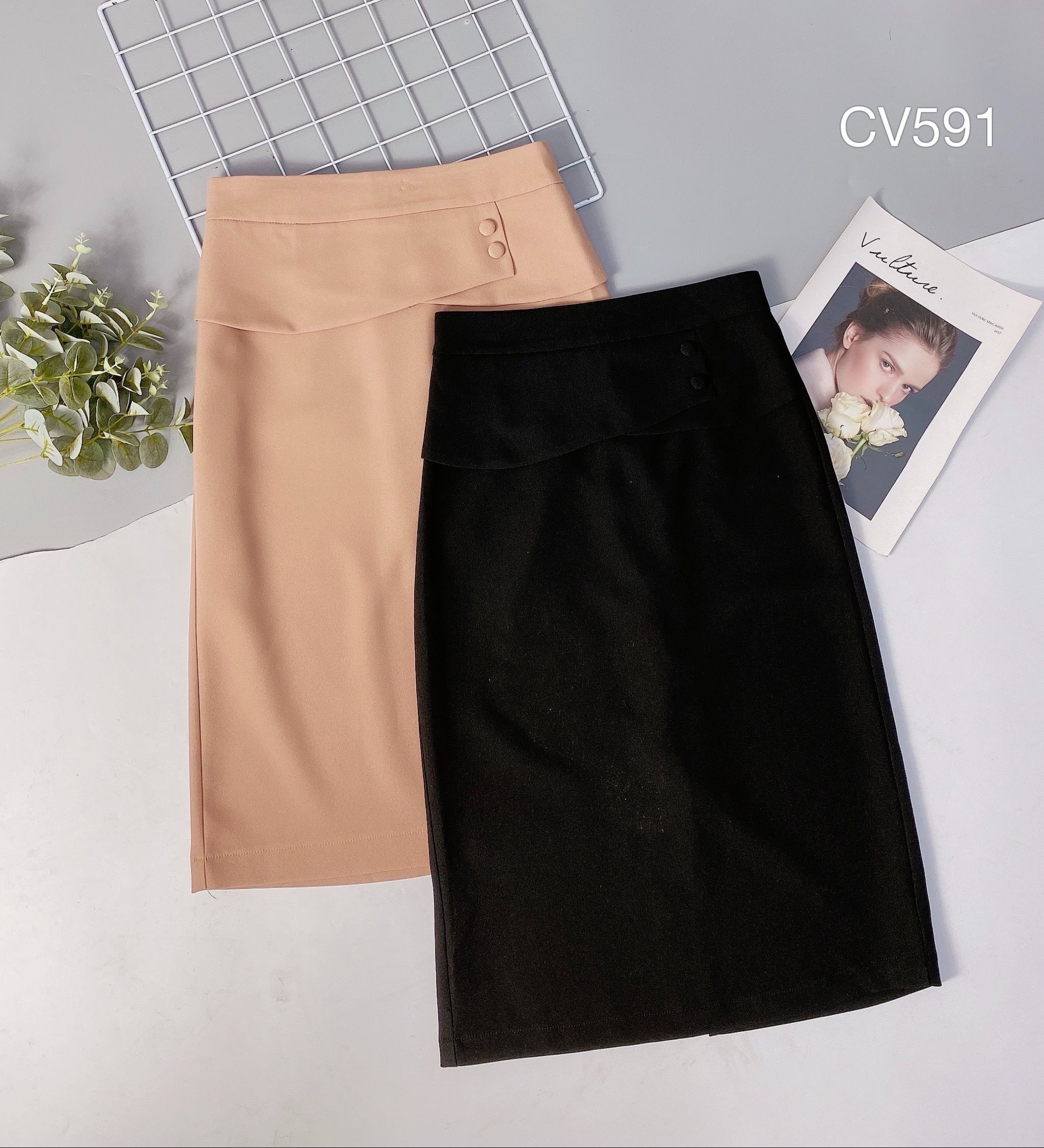 CV591 cv 2 cúc bọc