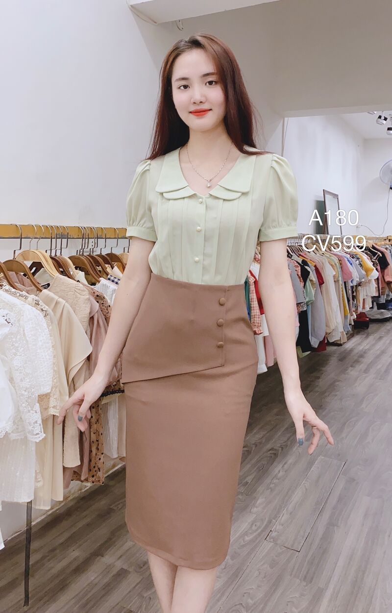 CV599 cv ba cúc bọc lệch