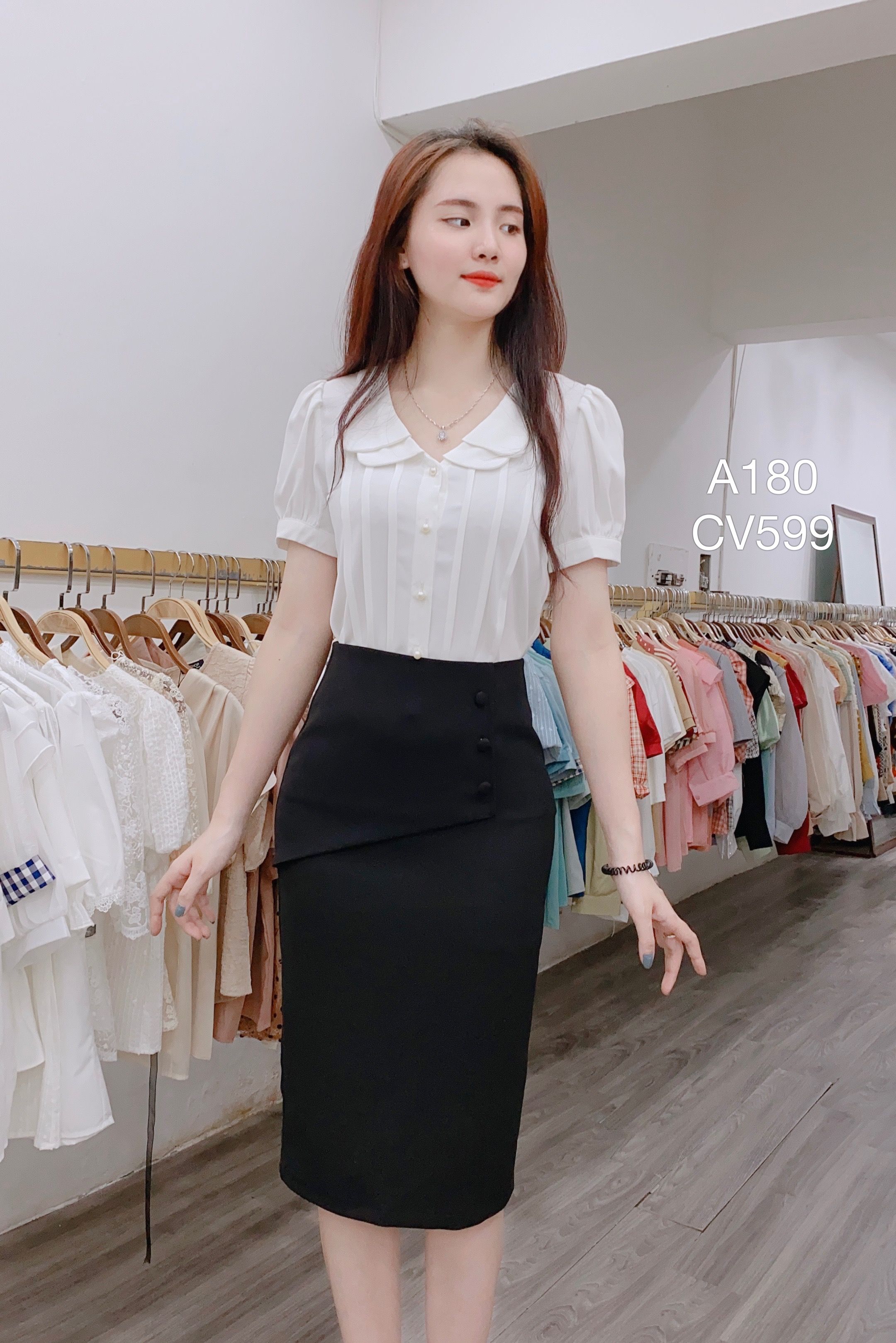 CV599 cv ba cúc bọc lệch