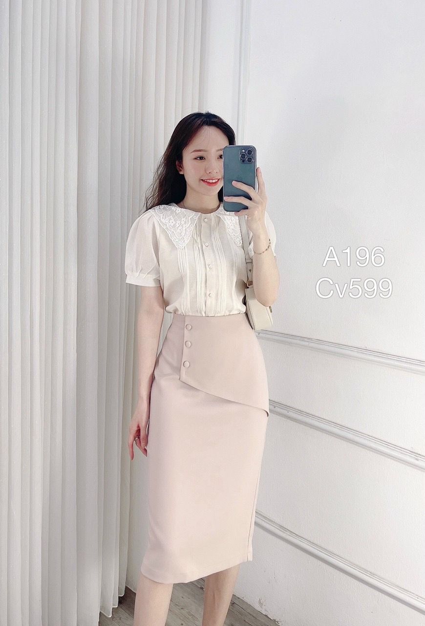 CV599 cv ba cúc bọc lệch