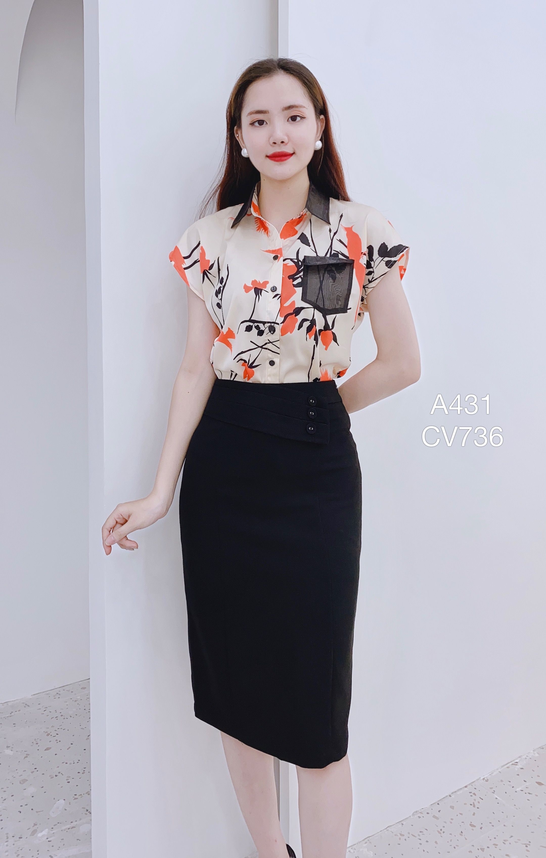 CV736  cv bút chì ba cúc bọc