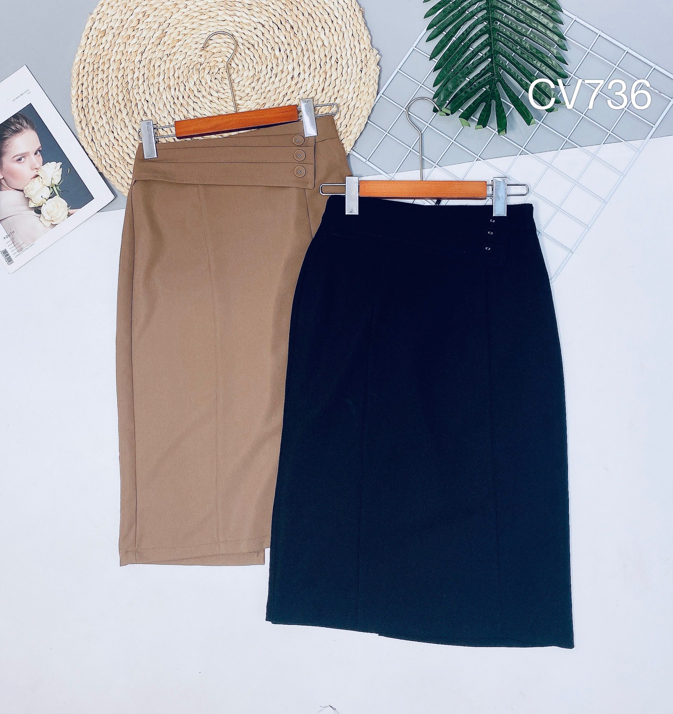 CV736  cv bút chì ba cúc bọc
