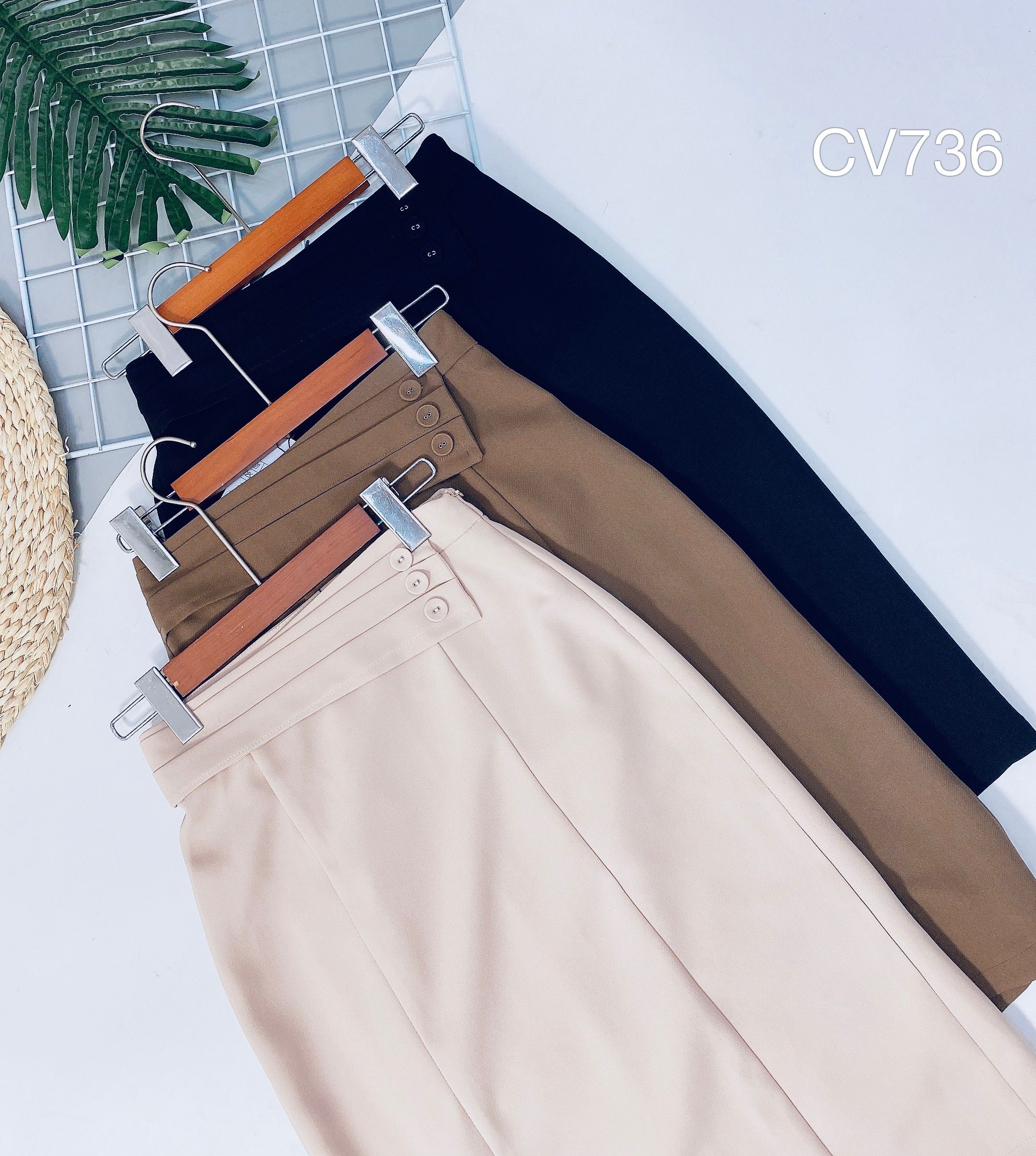CV736  cv bút chì ba cúc bọc