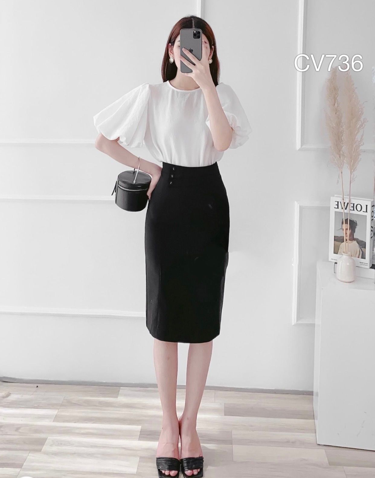 CV736  cv bút chì ba cúc bọc
