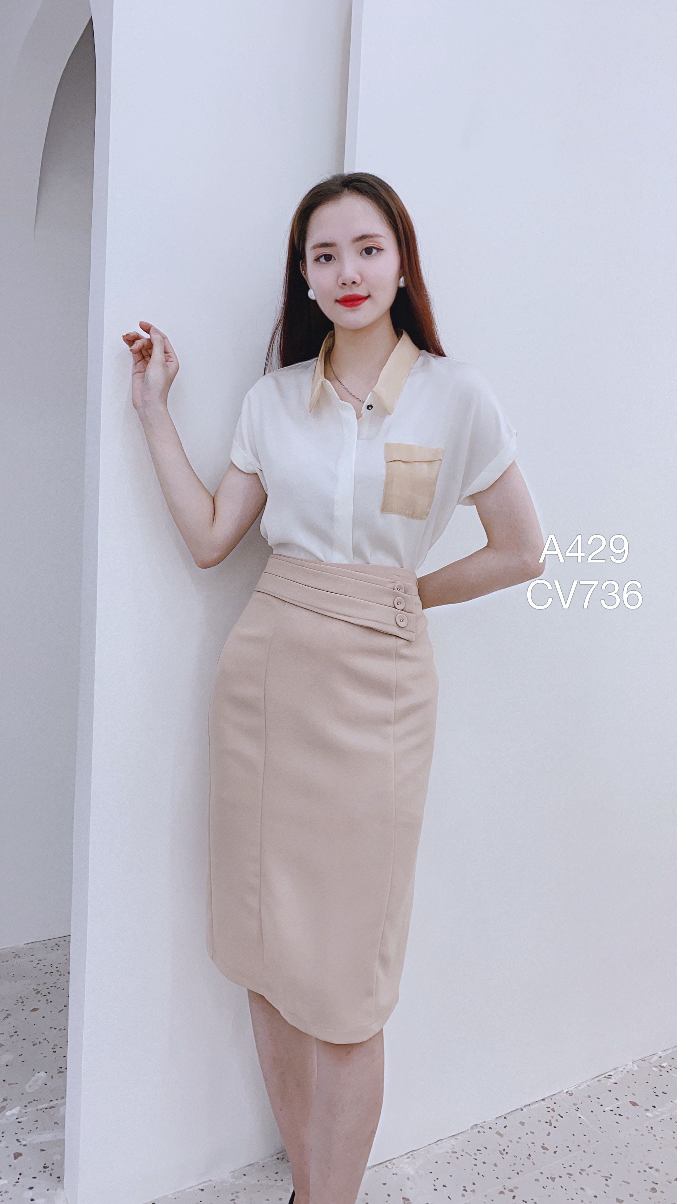 CV736  cv bút chì ba cúc bọc