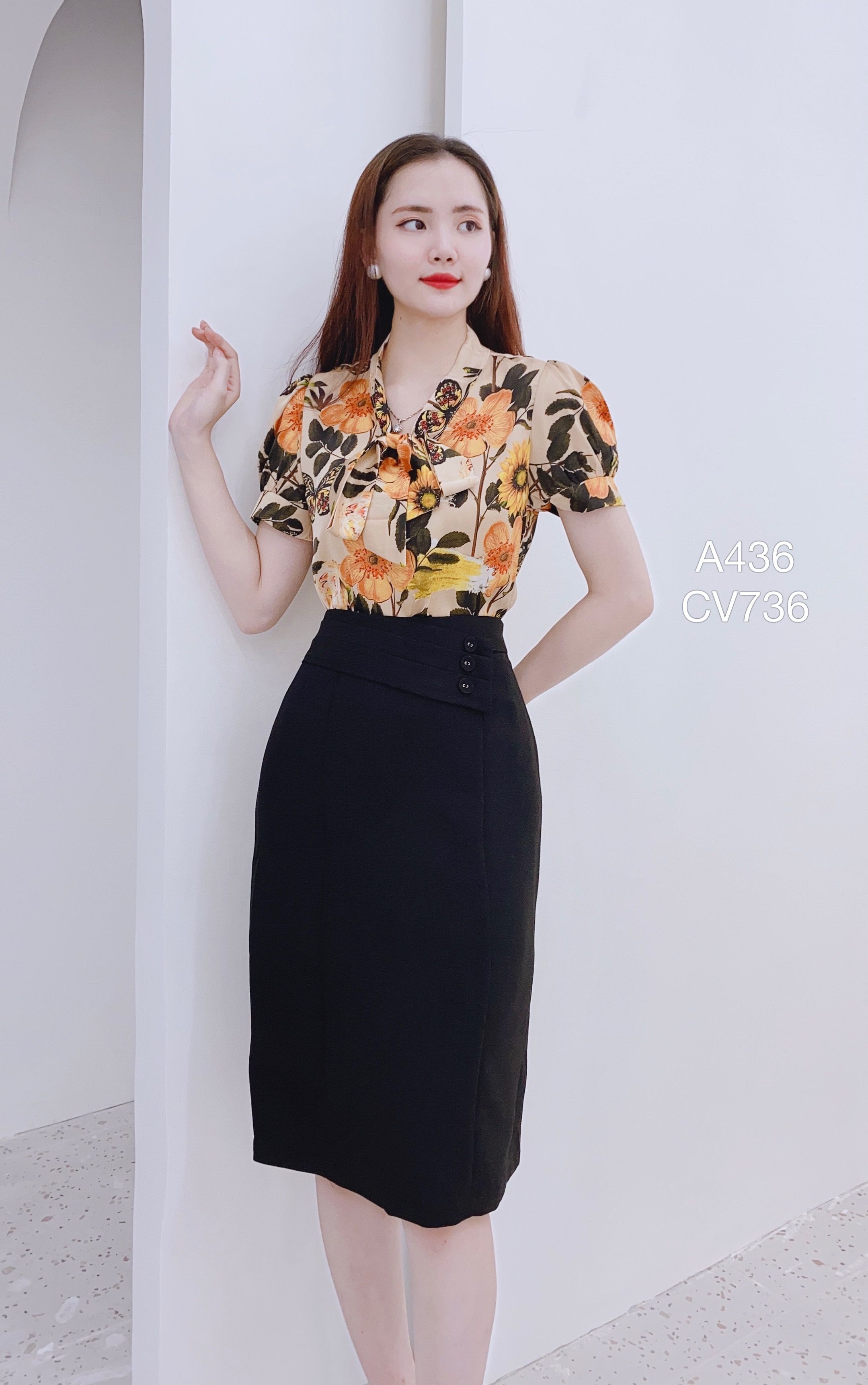 CV736  cv bút chì ba cúc bọc
