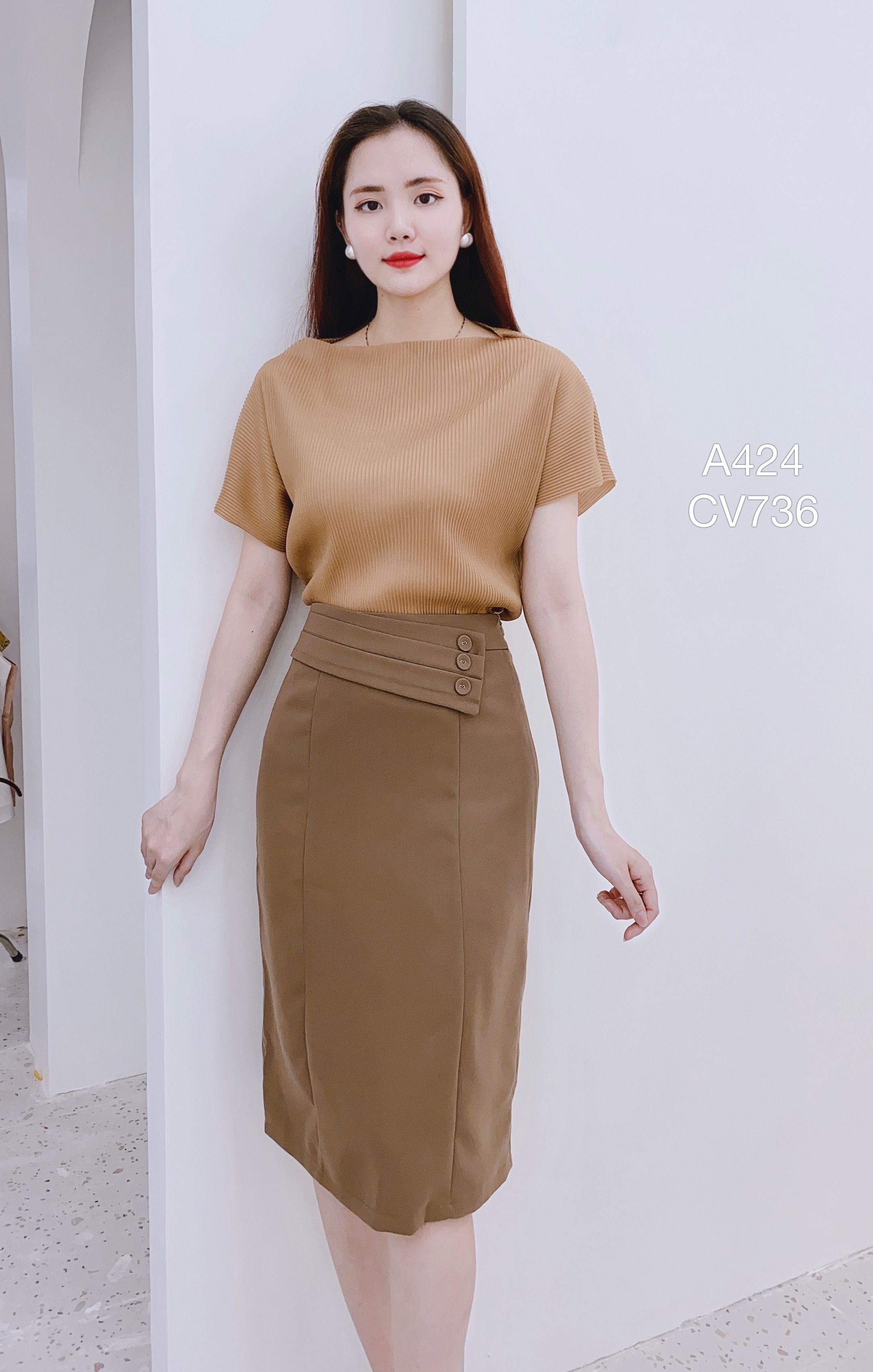 CV736  cv bút chì ba cúc bọc