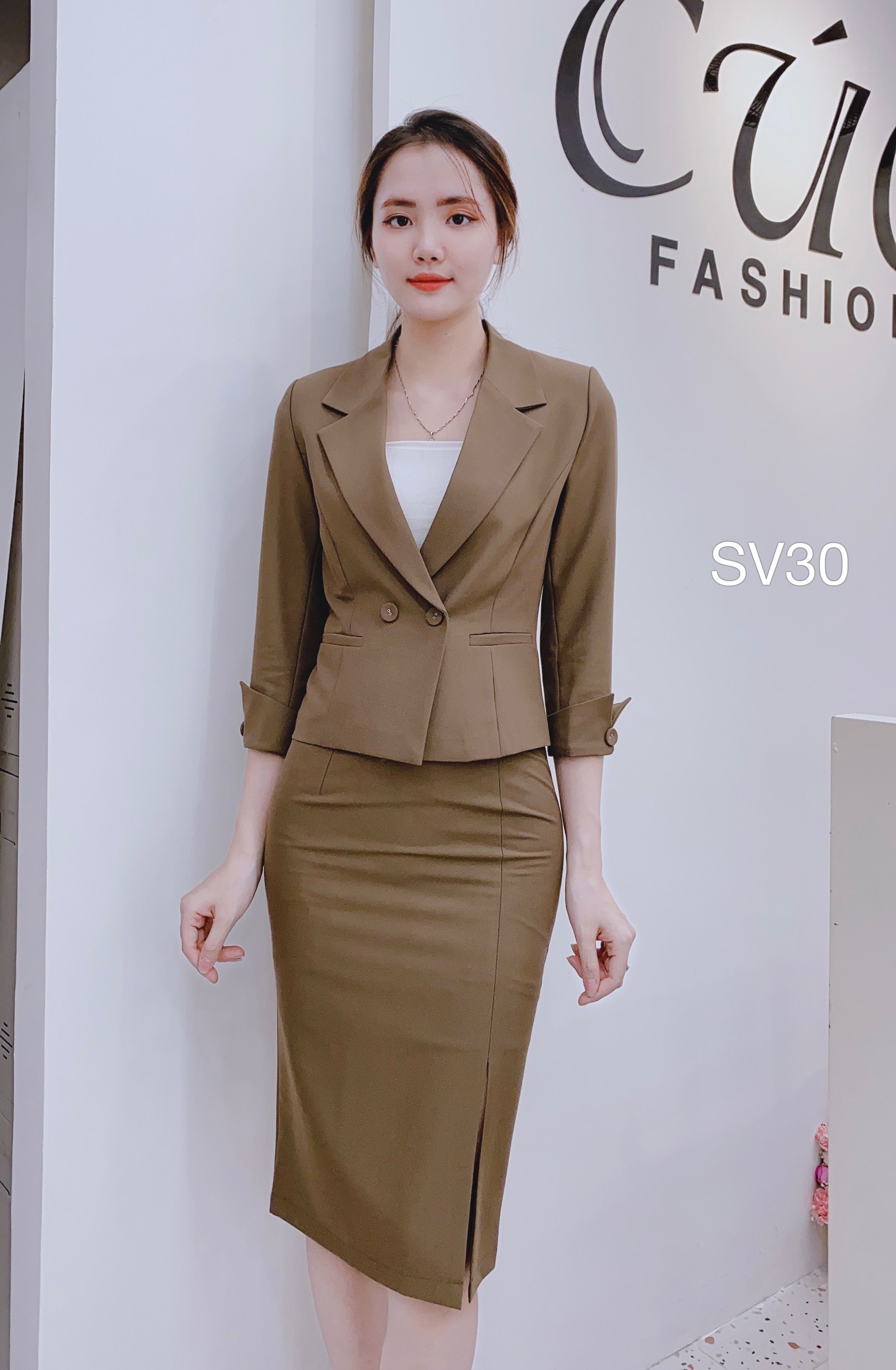 Set áo váy kiểu áo vest và chân váy xếp ly | Shopee Việt Nam