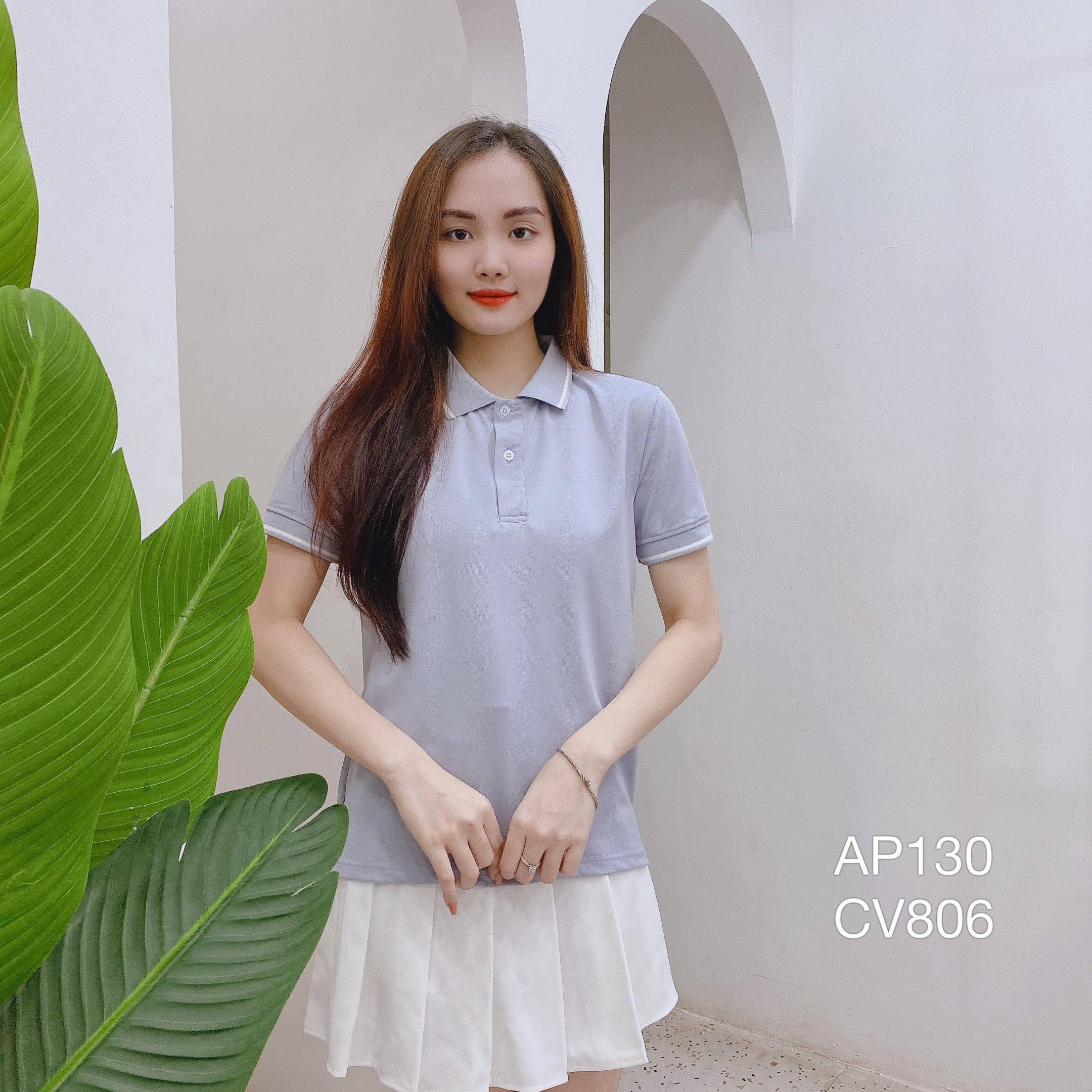 AP130 áo polo phông unisex Nam nữ viền cổ tay