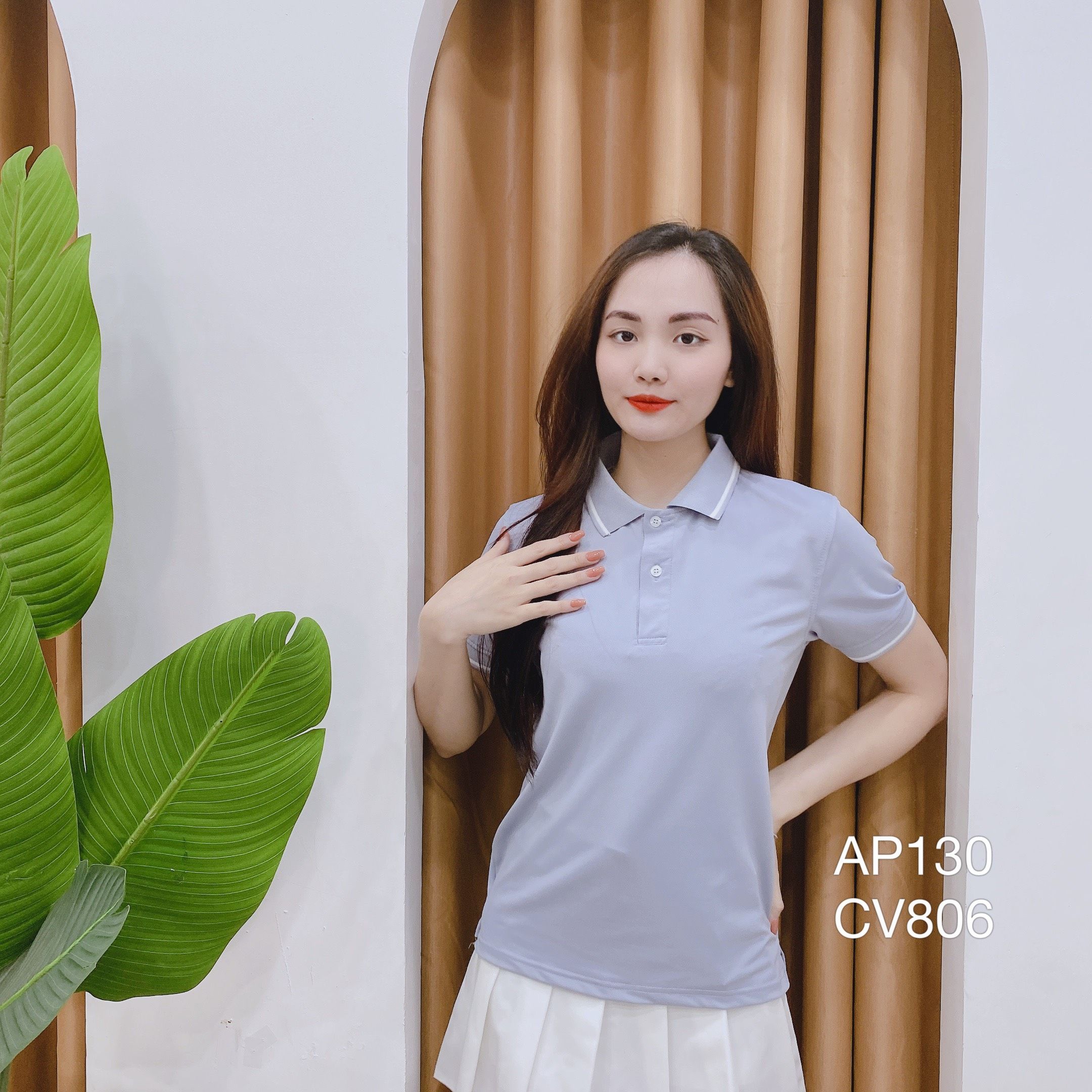 AP130 áo polo phông unisex Nam nữ viền cổ tay