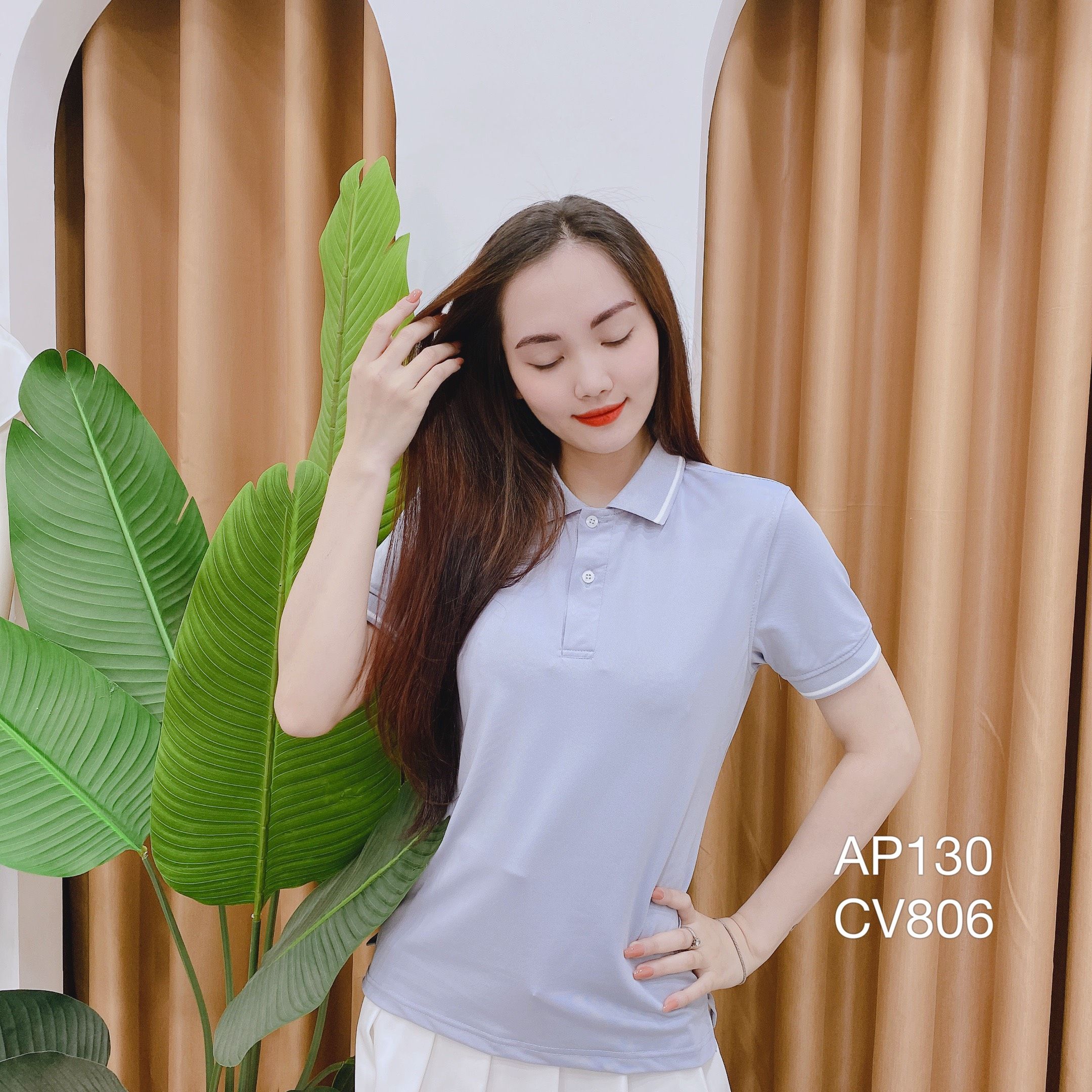 AP130 áo polo phông unisex Nam nữ viền cổ tay