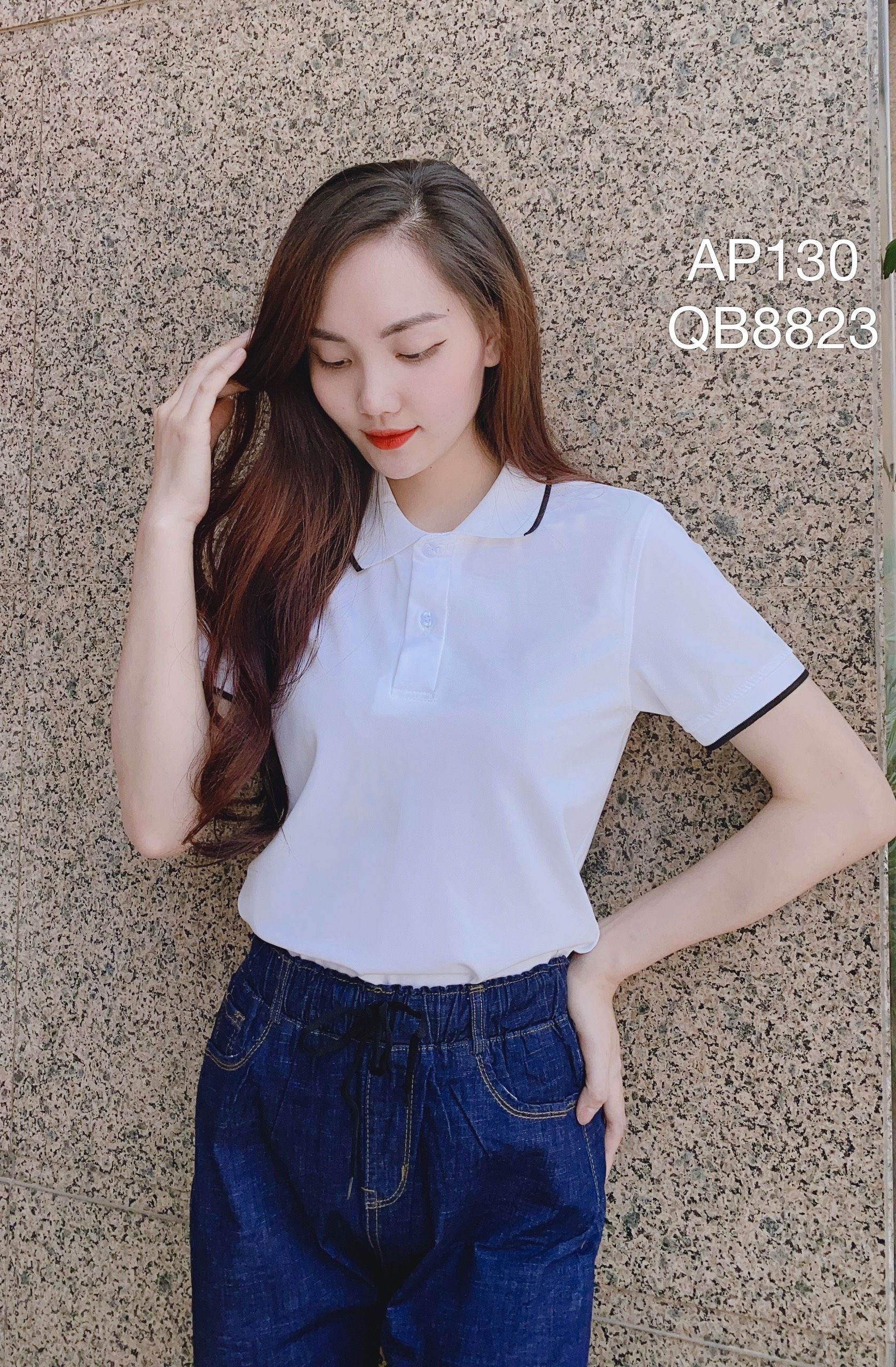 AP130 áo polo phông unisex Nam nữ viền cổ tay