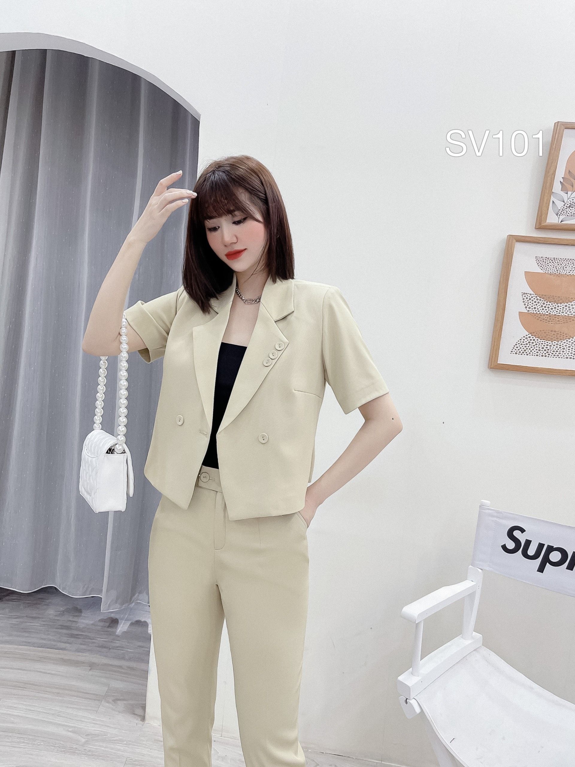 SV101 set vest cổ 3 cúc