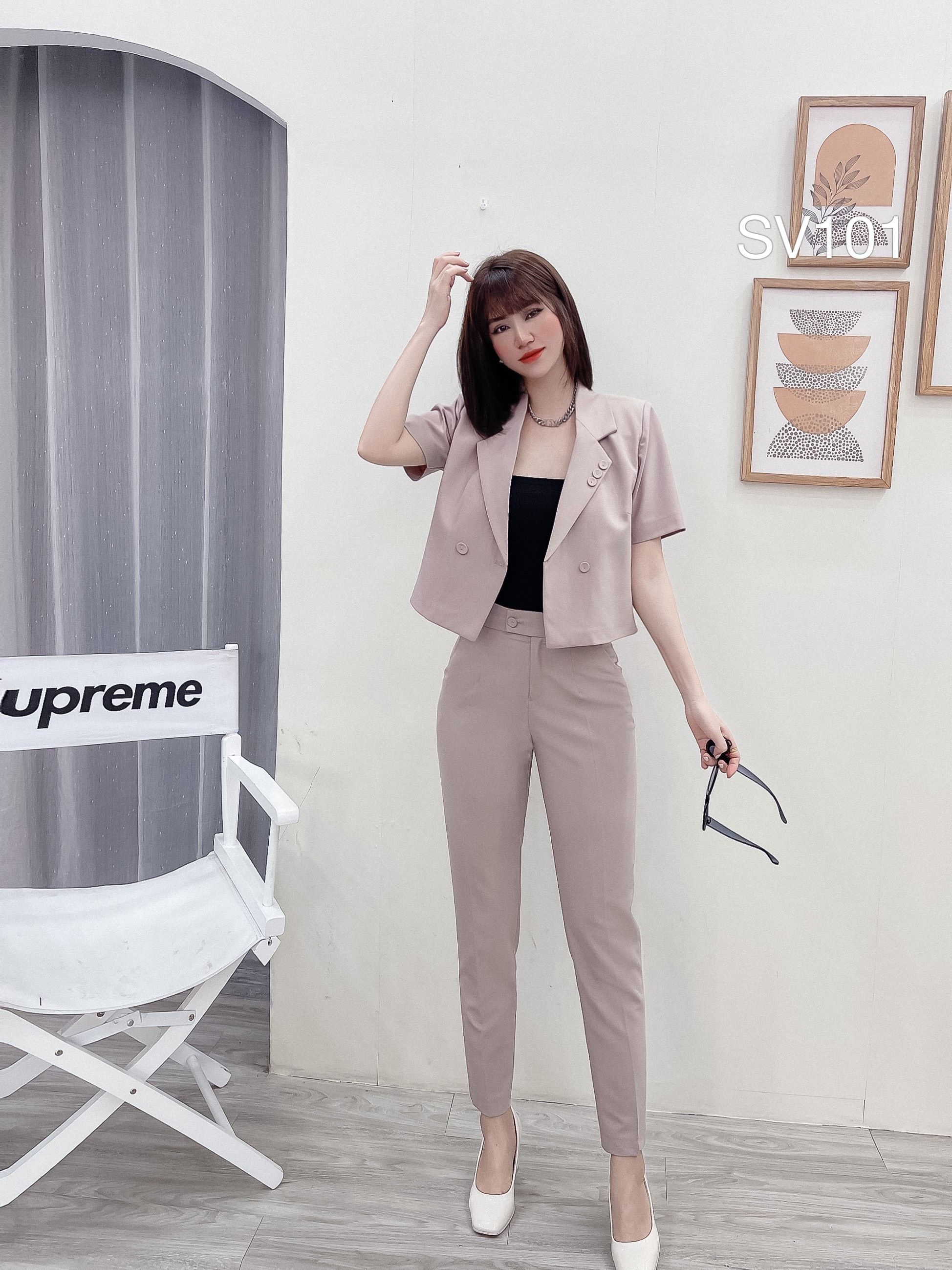 SV101 set vest cổ 3 cúc