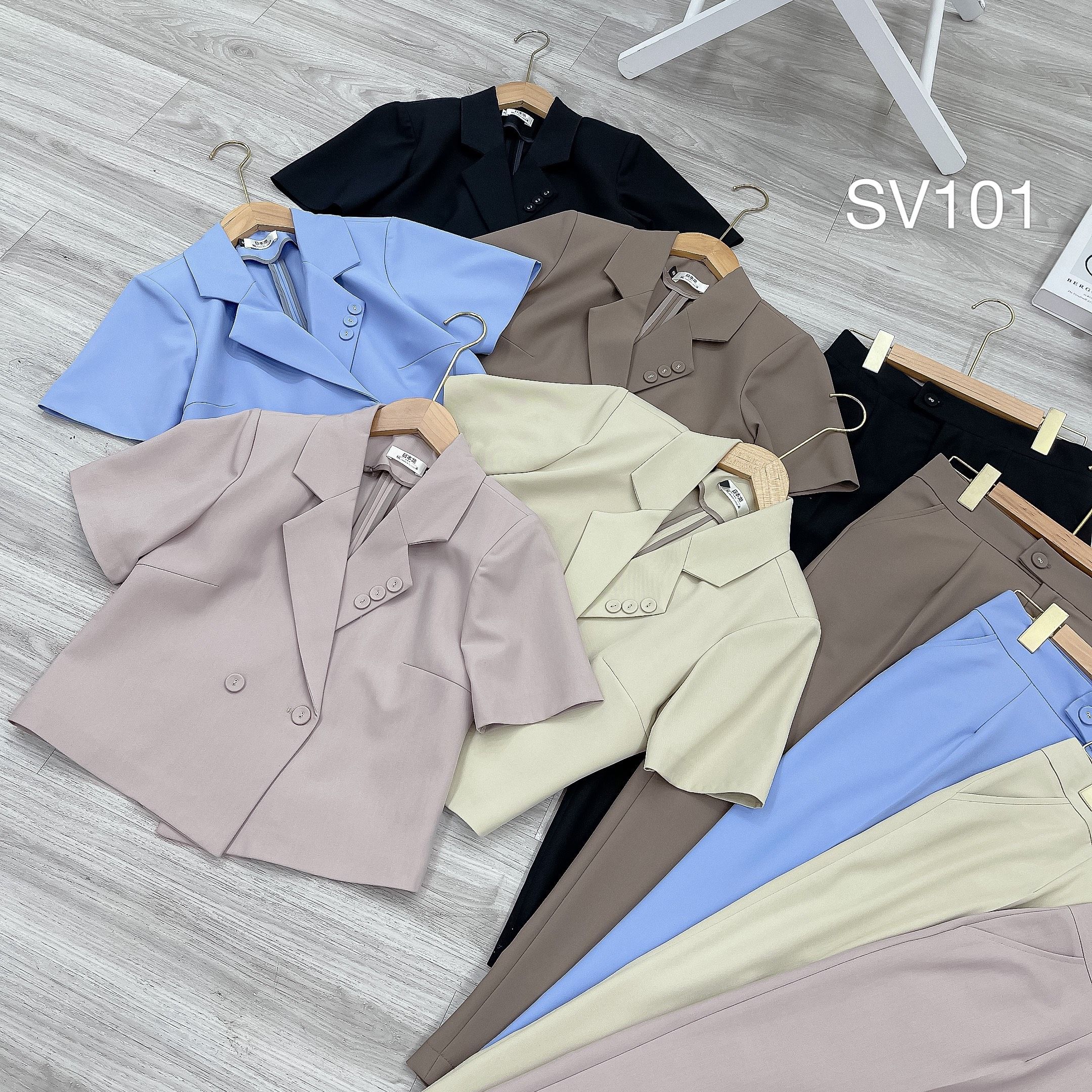 SV101 set vest cổ 3 cúc