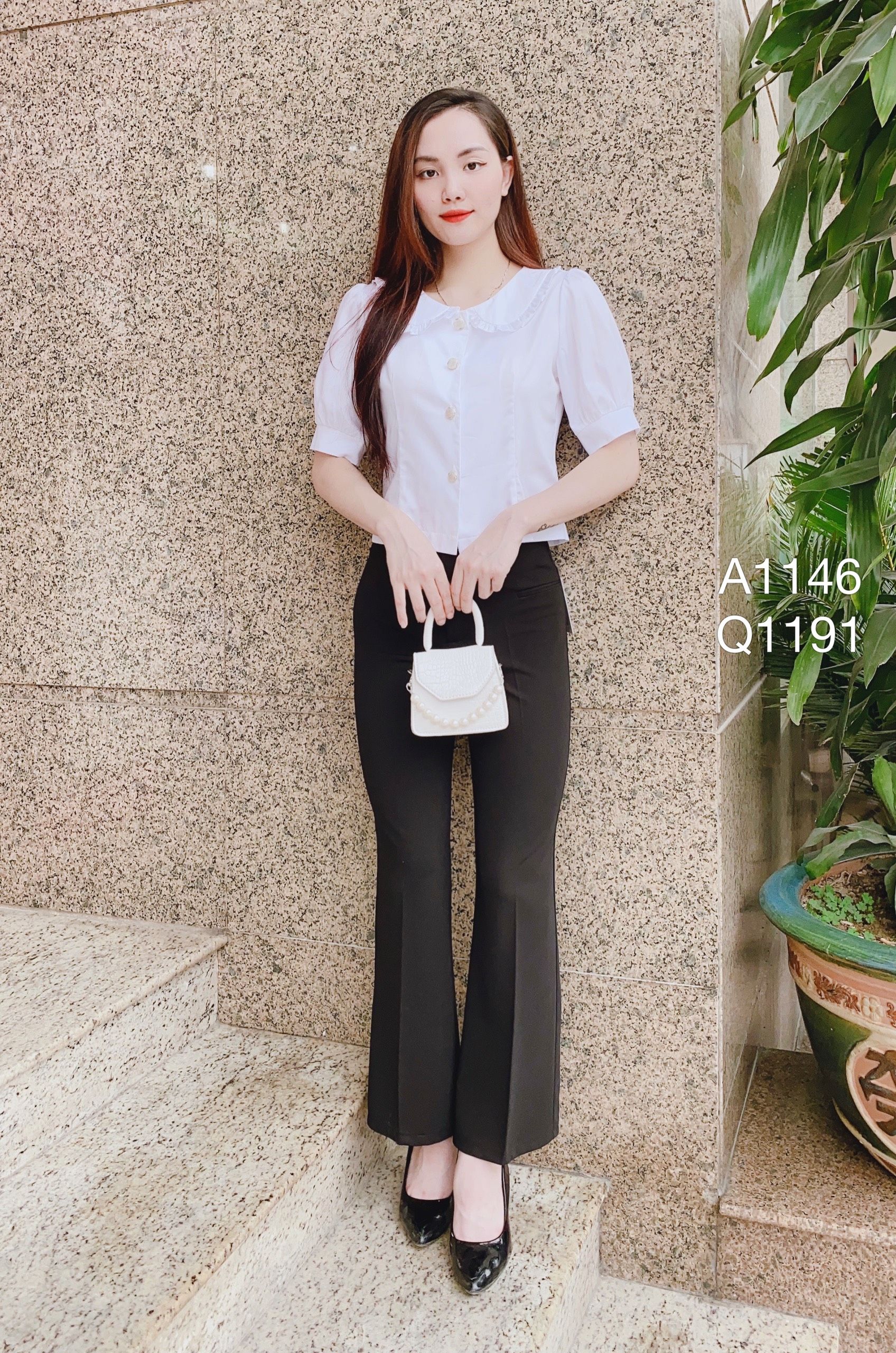 Q1191 Quần ống vẩy trơn