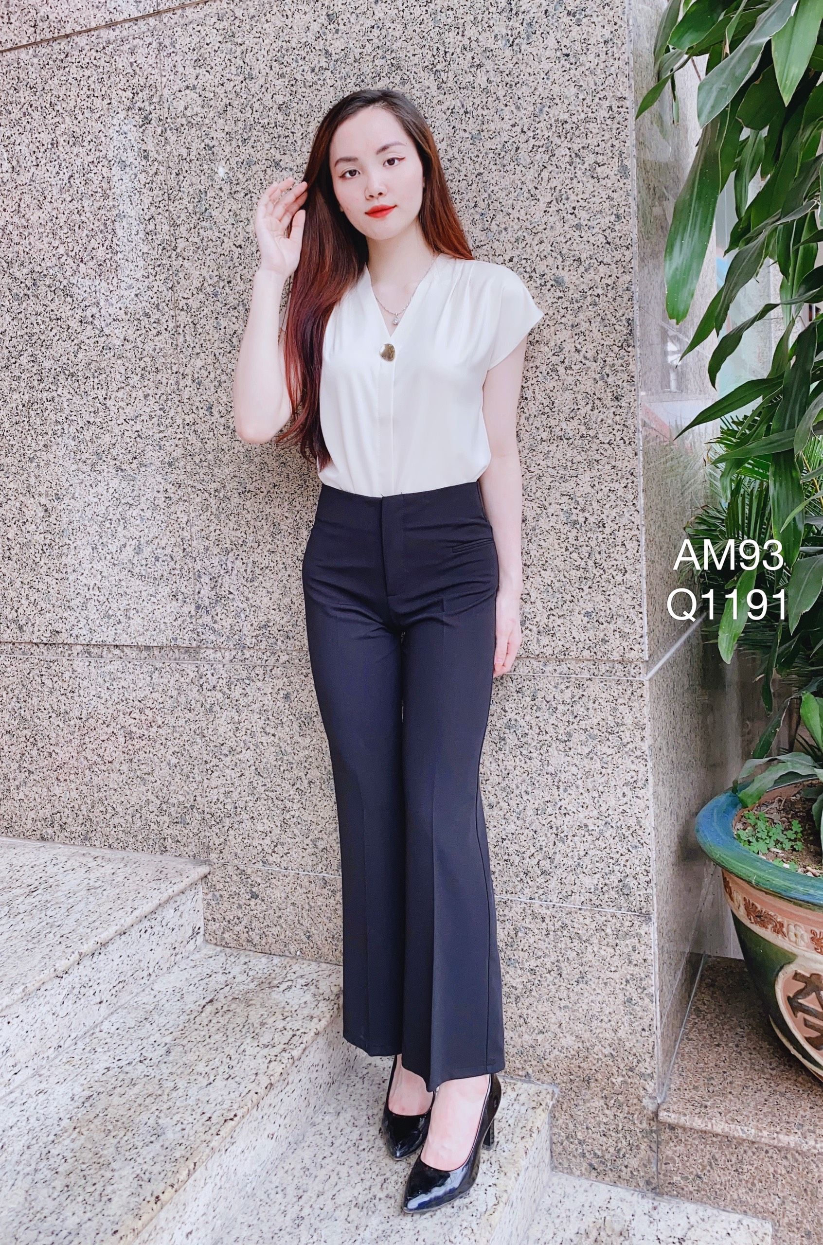 Q1191 Quần ống vẩy trơn