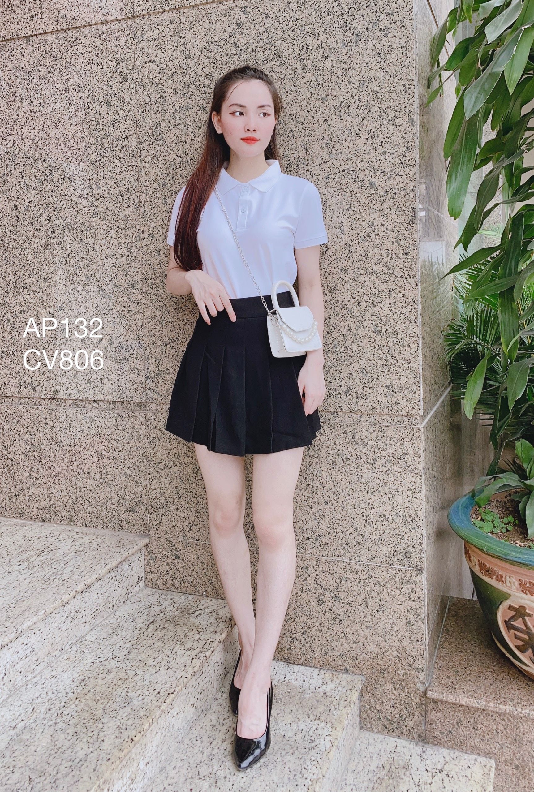 AP132 áo polo trắng trơn