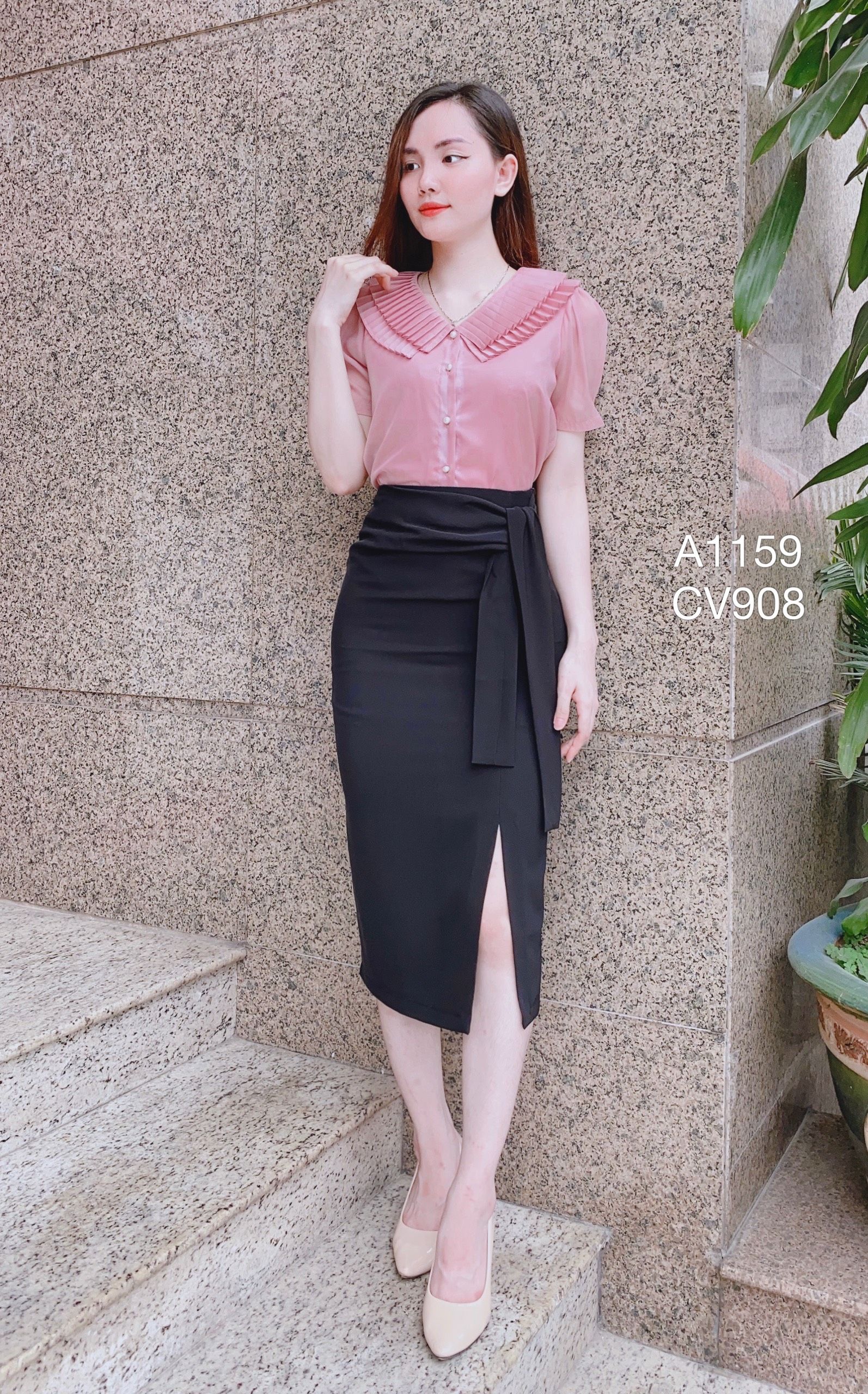 Chân váy xẻ trước Cao cấp SK2101 style Hàn Quốc chỉ có tại KRfashion váy  công sở bút chì đẹp thanh lịch