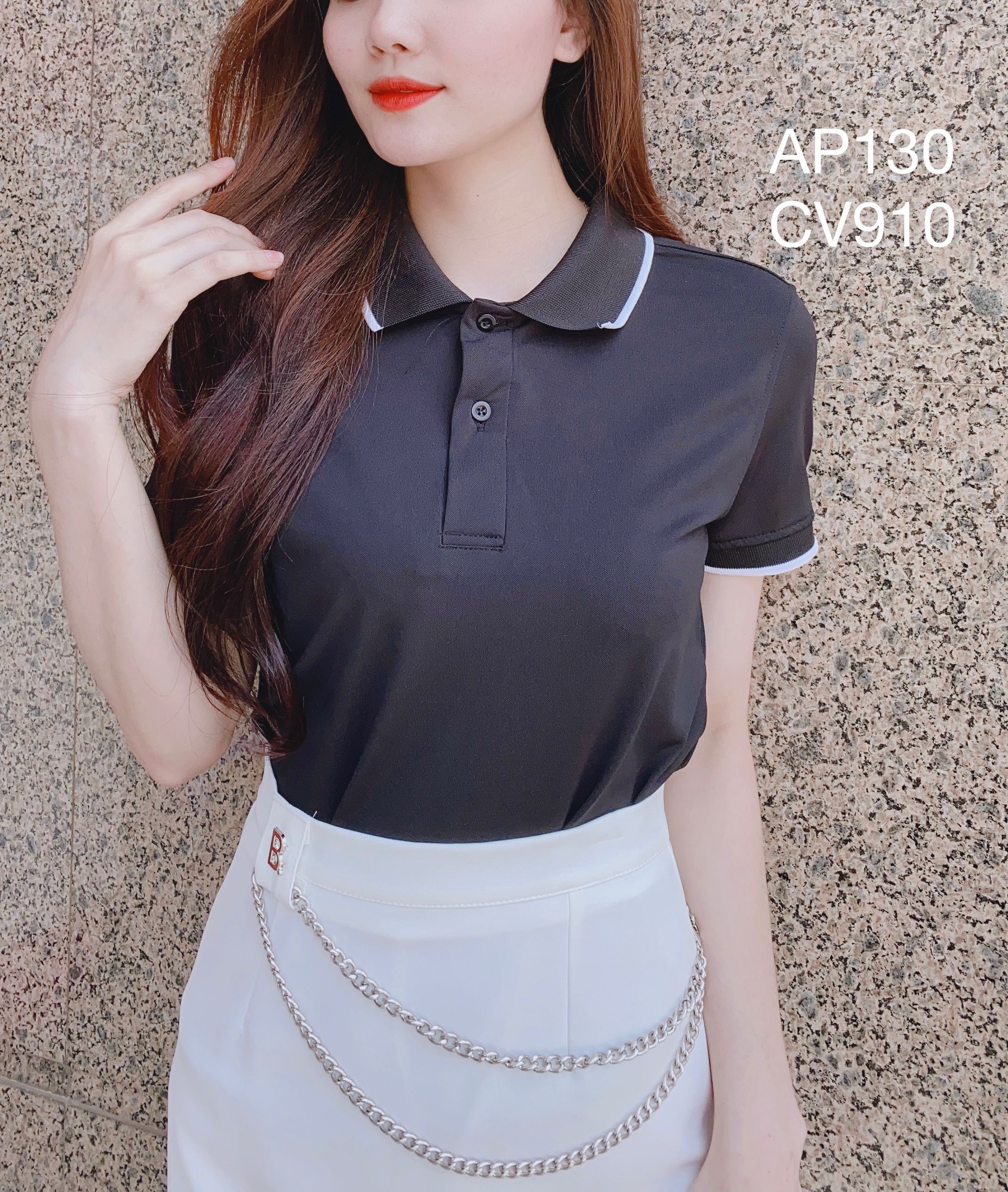 AP130 áo polo phông unisex Nam nữ viền cổ tay