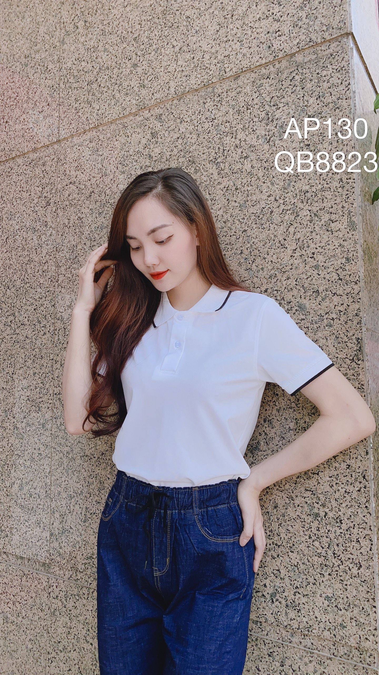 AP130 áo polo phông unisex Nam nữ viền cổ tay