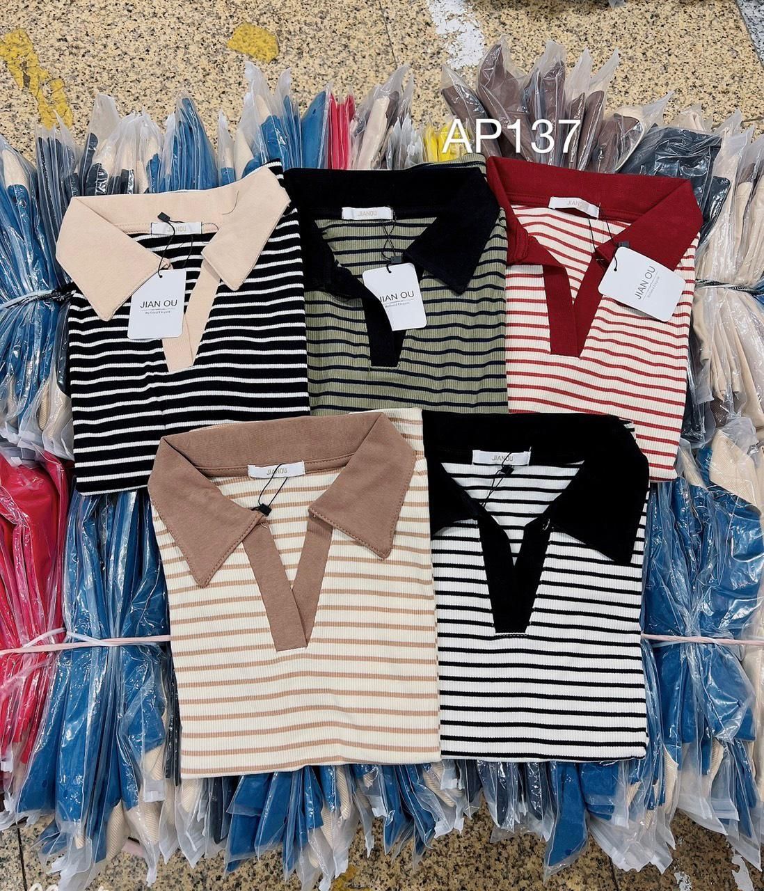 AP137 Áo polo kẻ phối cổ