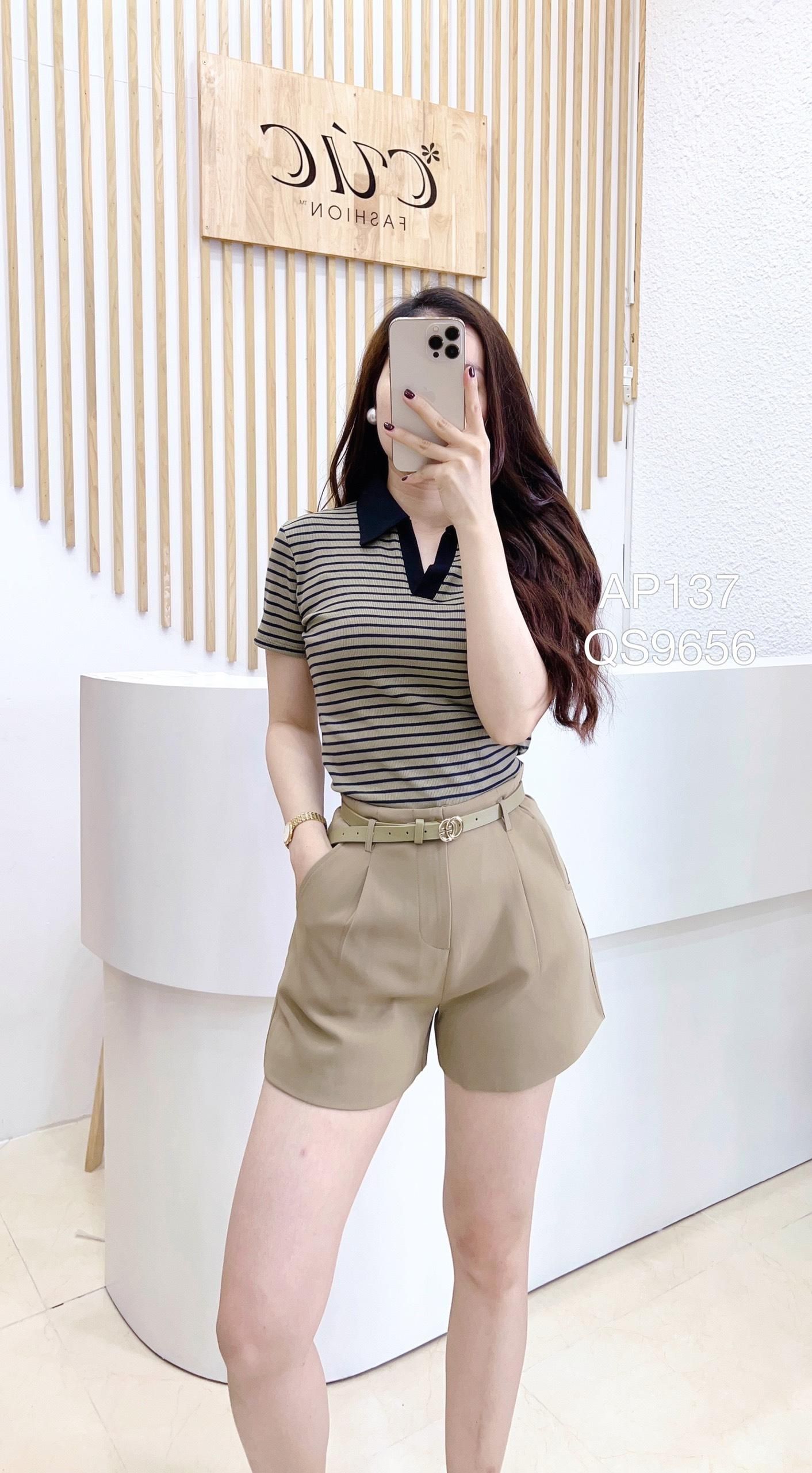 AP137 Áo polo kẻ phối cổ