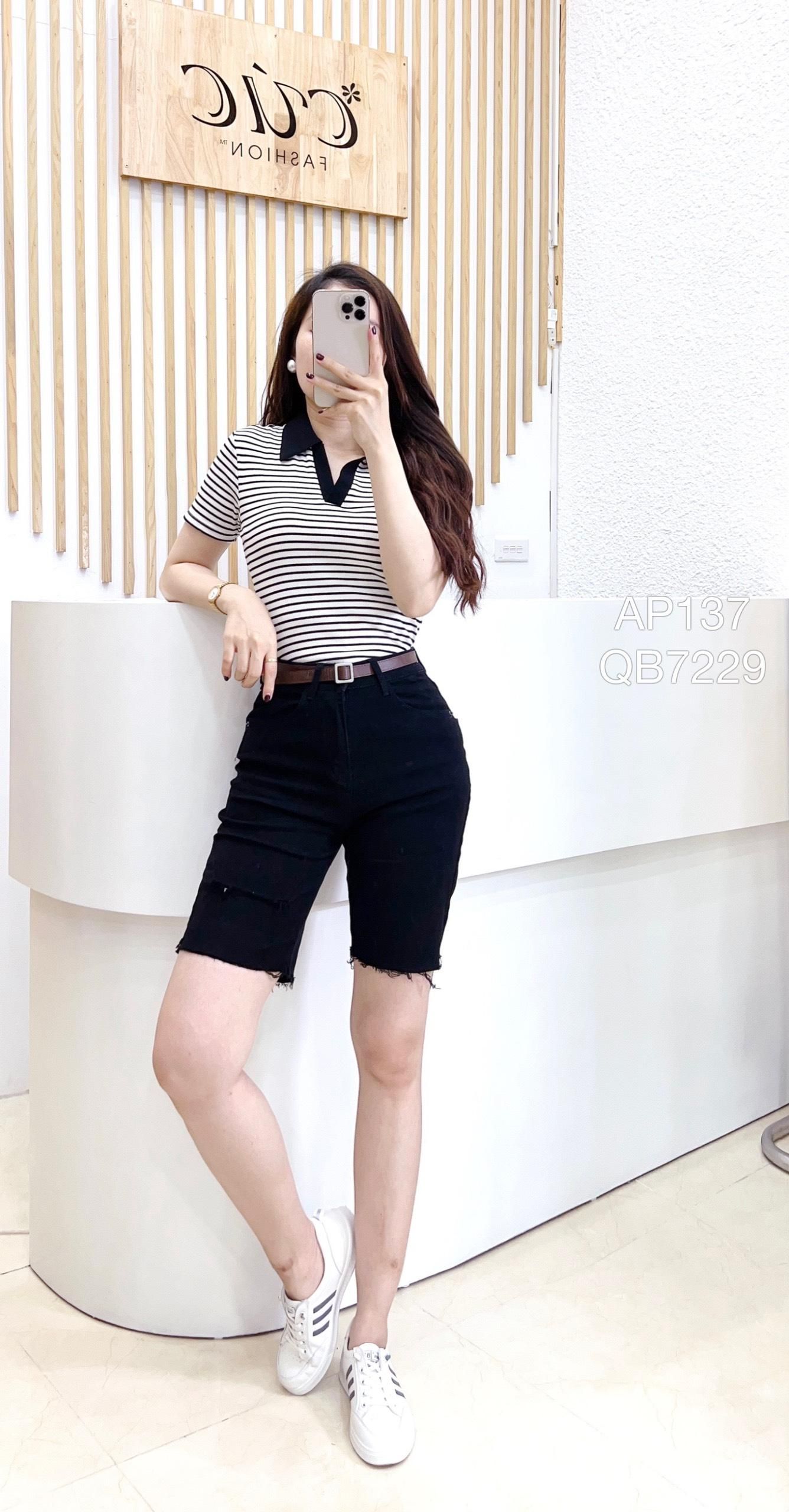 AP137 Áo polo kẻ phối cổ