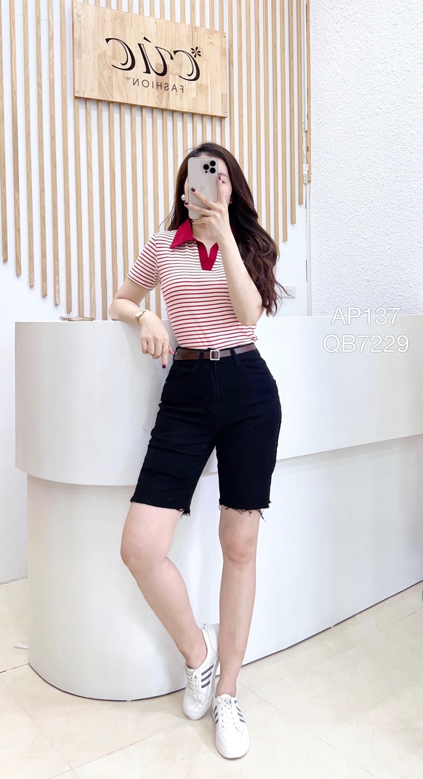 AP137 Áo polo kẻ phối cổ