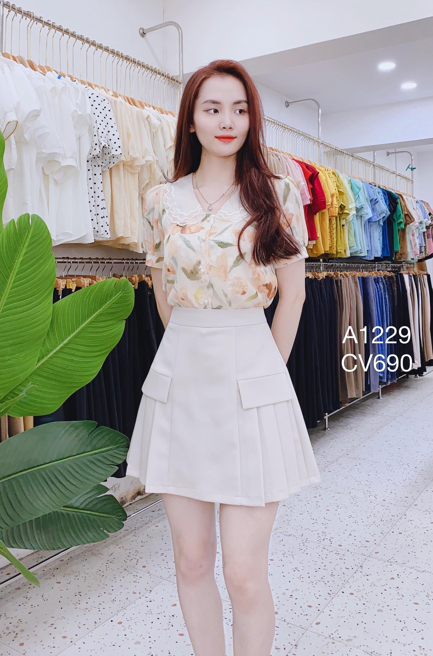 CV690 xòe xòe ngắn 2 lắp túi
