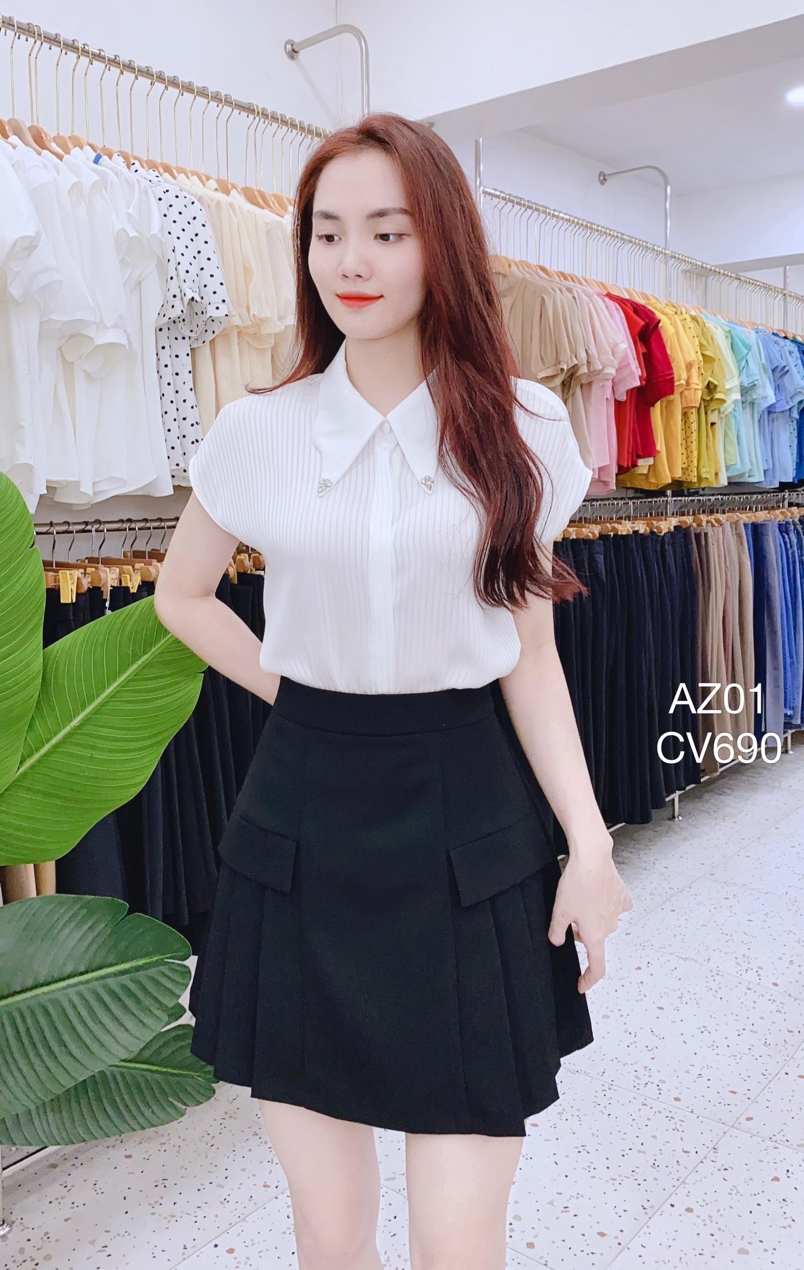 CV690 xòe xòe ngắn 2 lắp túi