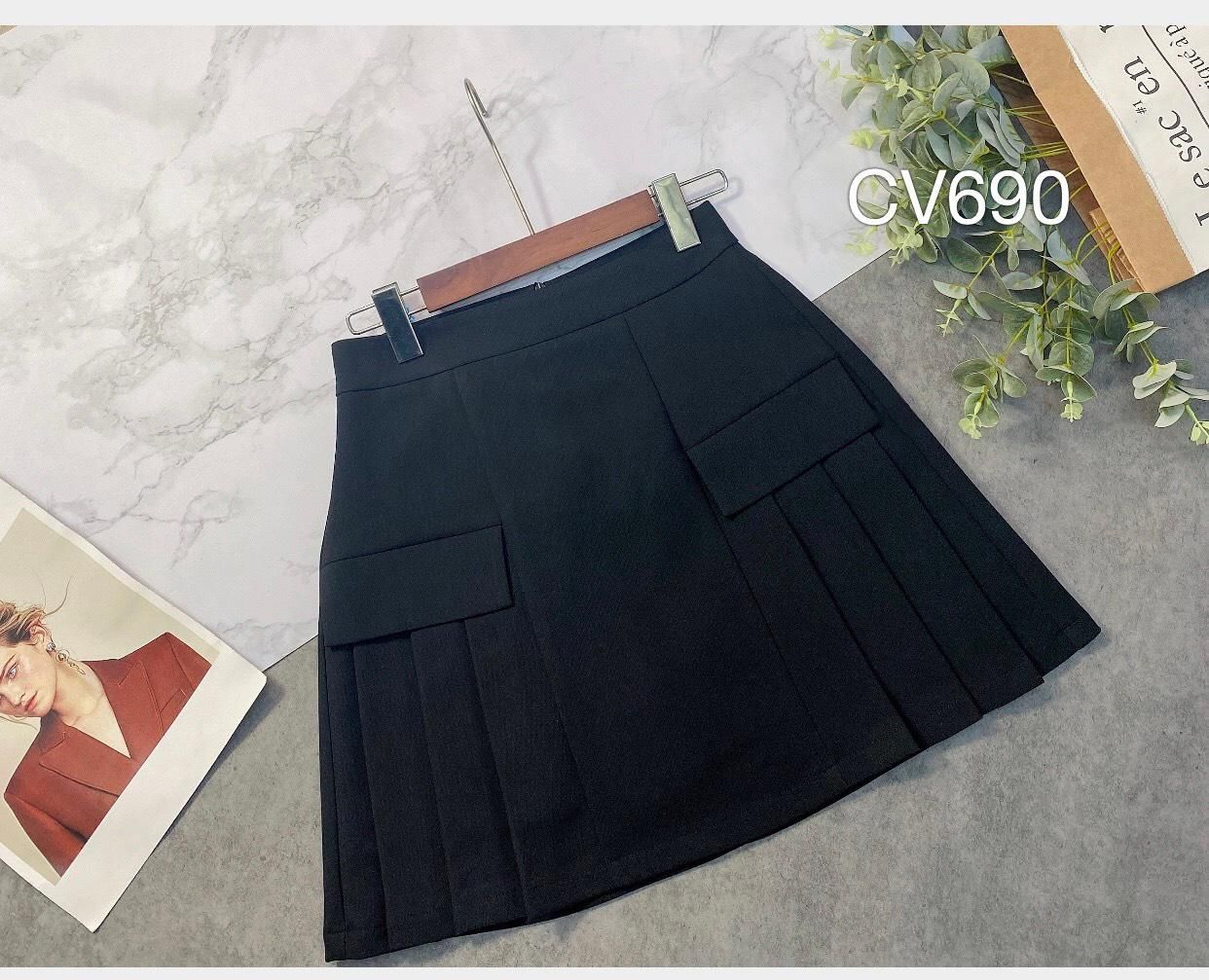 CV690 xòe xòe ngắn 2 lắp túi