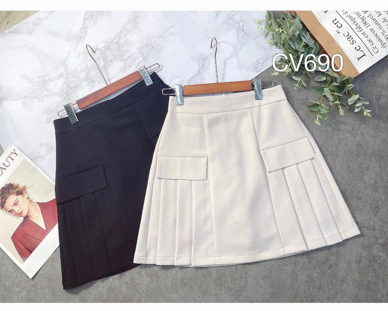 CV690 xòe xòe ngắn 2 lắp túi