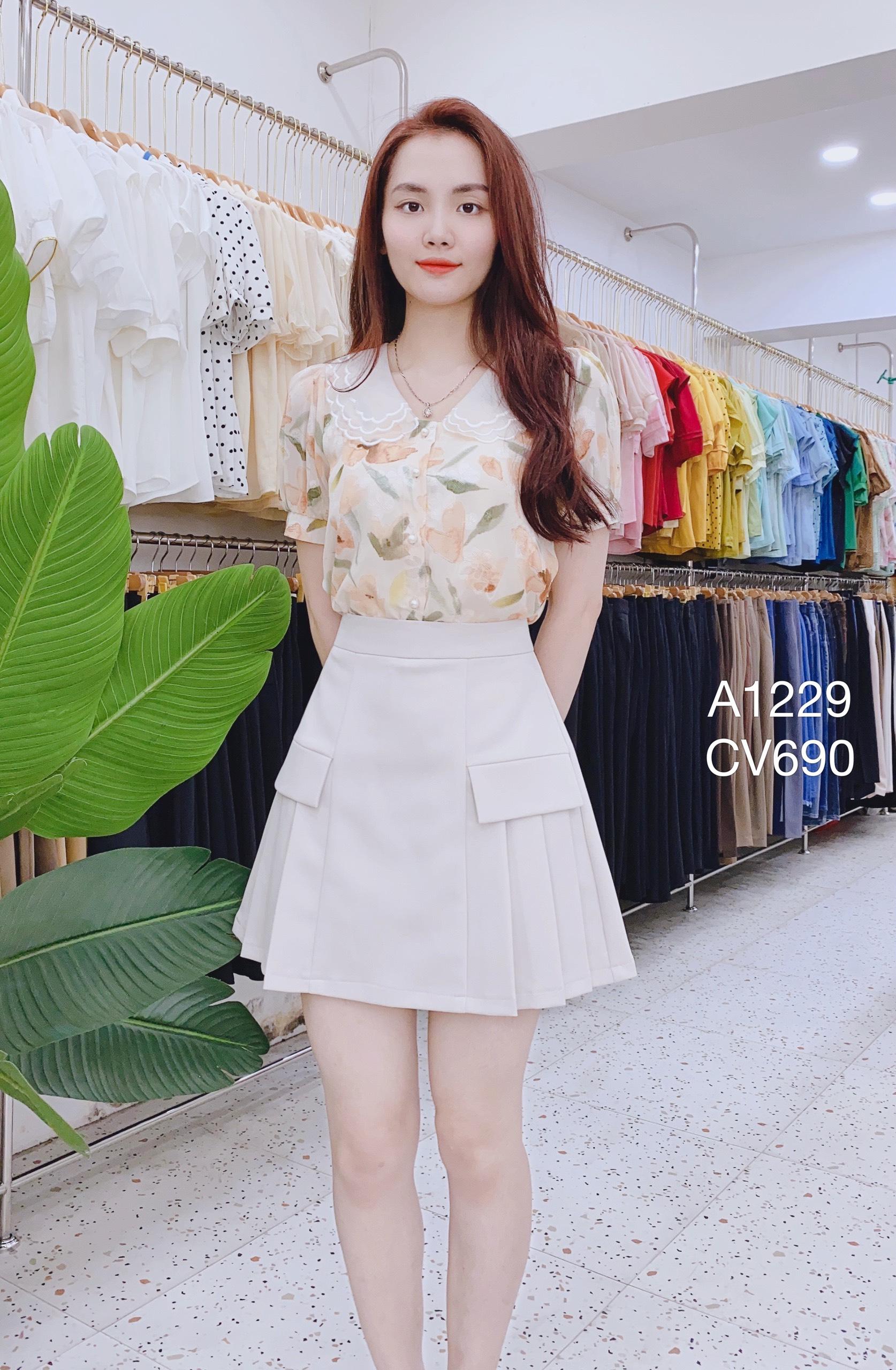 CV690 xòe xòe ngắn 2 lắp túi