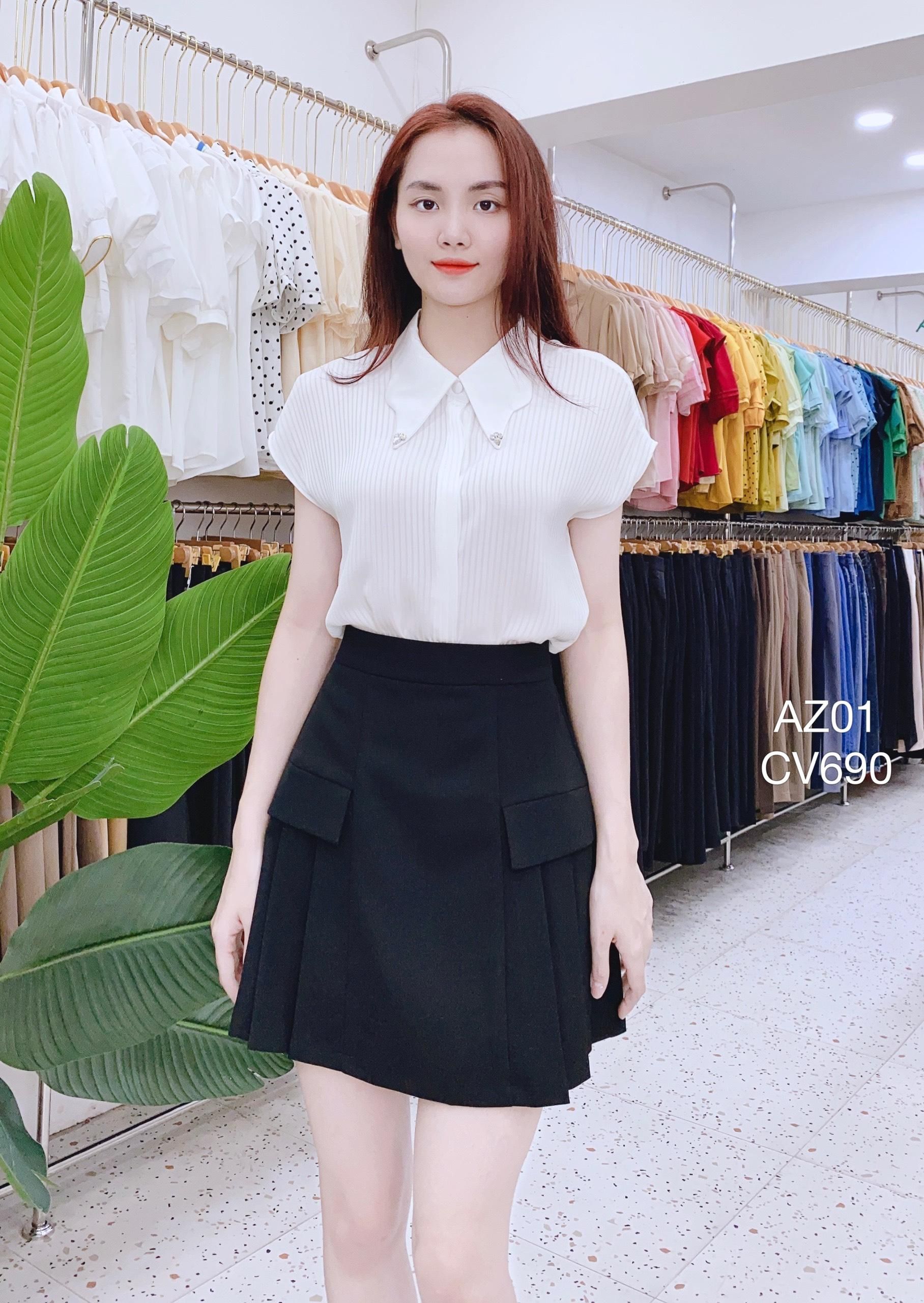 CV690 xòe xòe ngắn 2 lắp túi