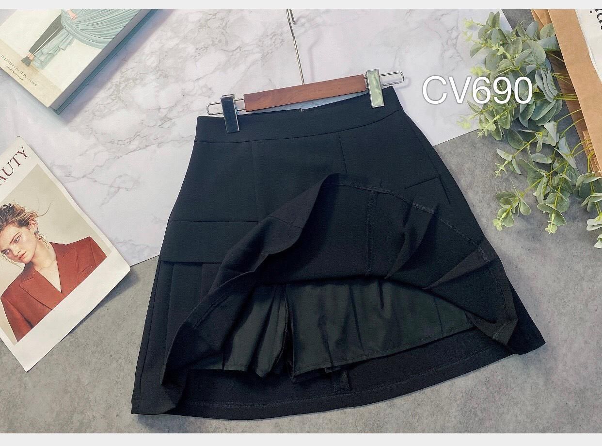 CV690 xòe xòe ngắn 2 lắp túi